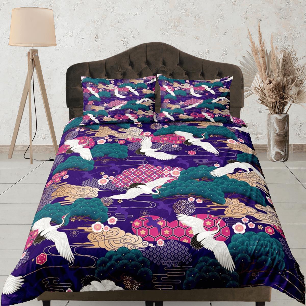 daintyduvet Purple Duvet Cover Set Japanese Bedspread, Dorm Bedding Pillowcase, Floral King Duvet Cover Full, Queen Duvet Comforter Cover