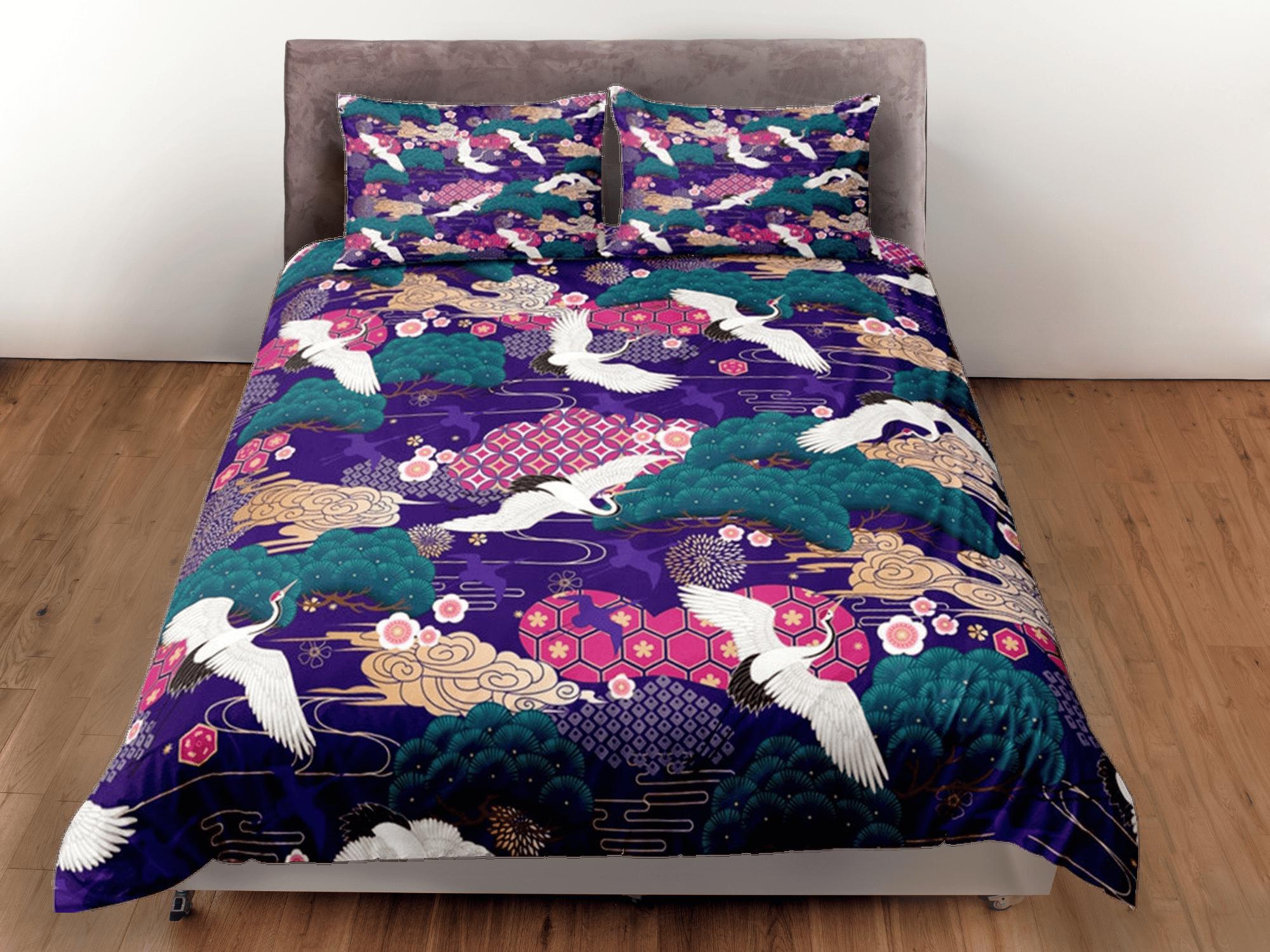 daintyduvet Purple Duvet Cover Set Japanese Bedspread, Dorm Bedding Pillowcase, Floral King Duvet Cover Full, Queen Duvet Comforter Cover