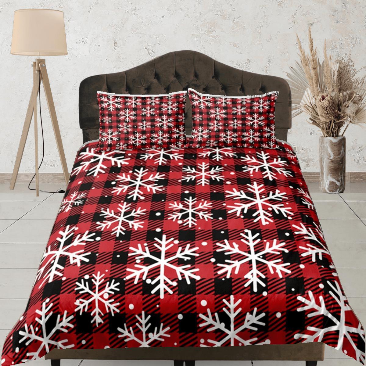 daintyduvet Red Check Christmas Duvet Cover Set Bedspread, Dorm Bedding with Pillowcase