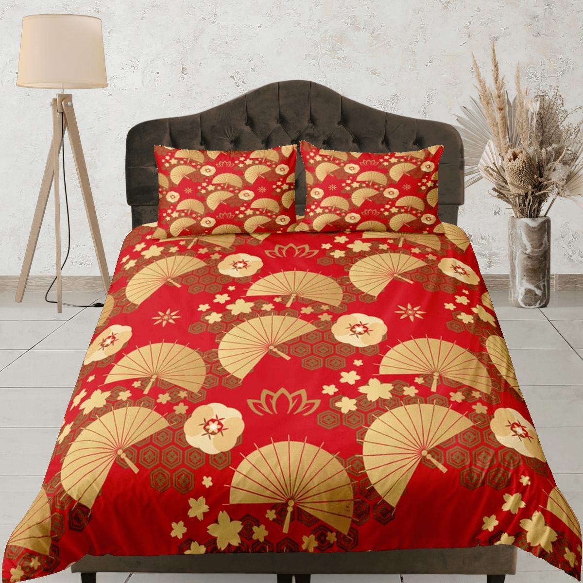 daintyduvet Red Gold Duvet Cover Set Oriental Asian Style Bedspread, Dorm Bedding & Pillowcase