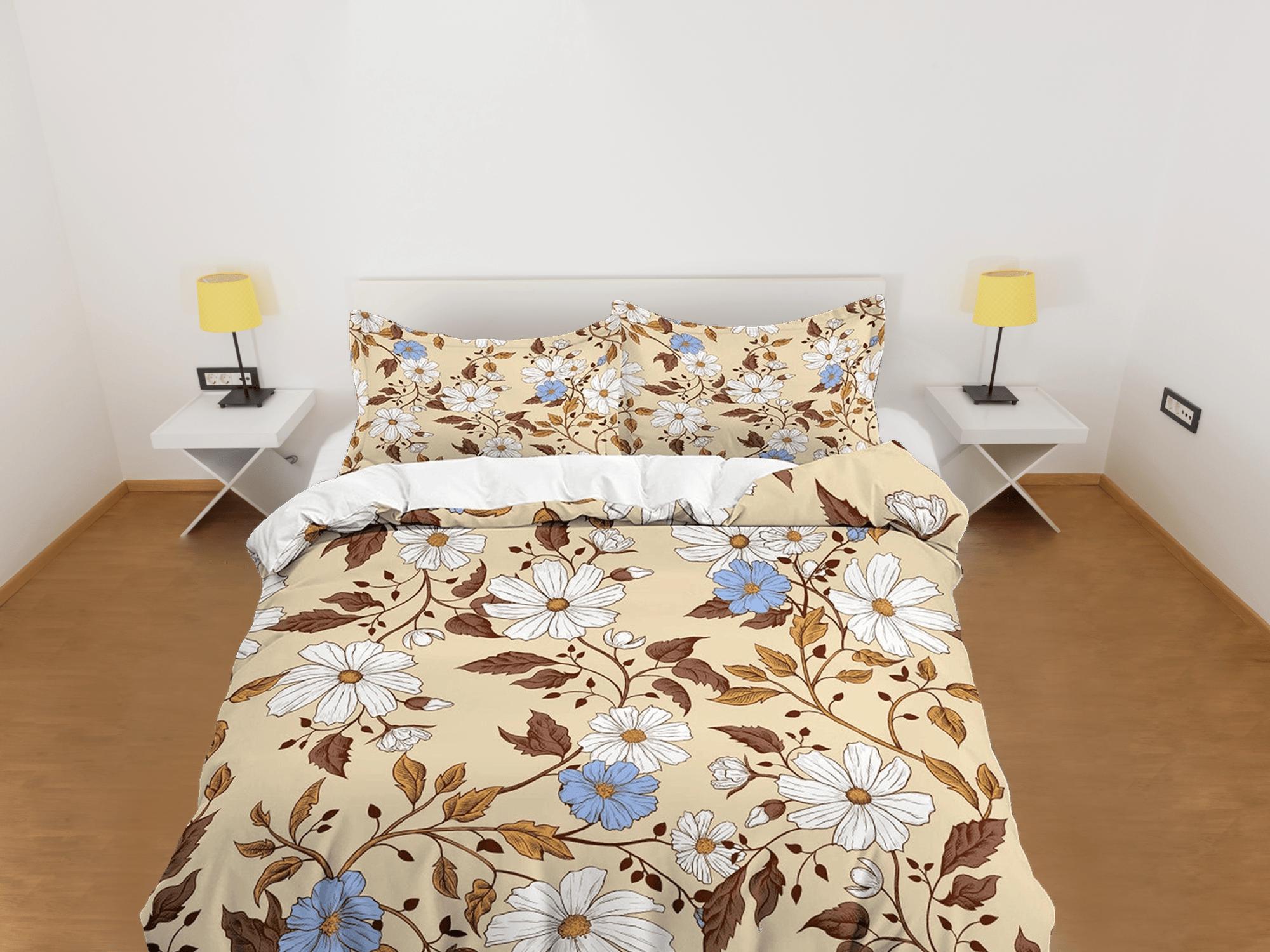 daintyduvet Retro daisy floral bedding, vintage duvet cover queen, king, boho duvet, designer bedding, aesthetic bedding, maximalist full size bedding