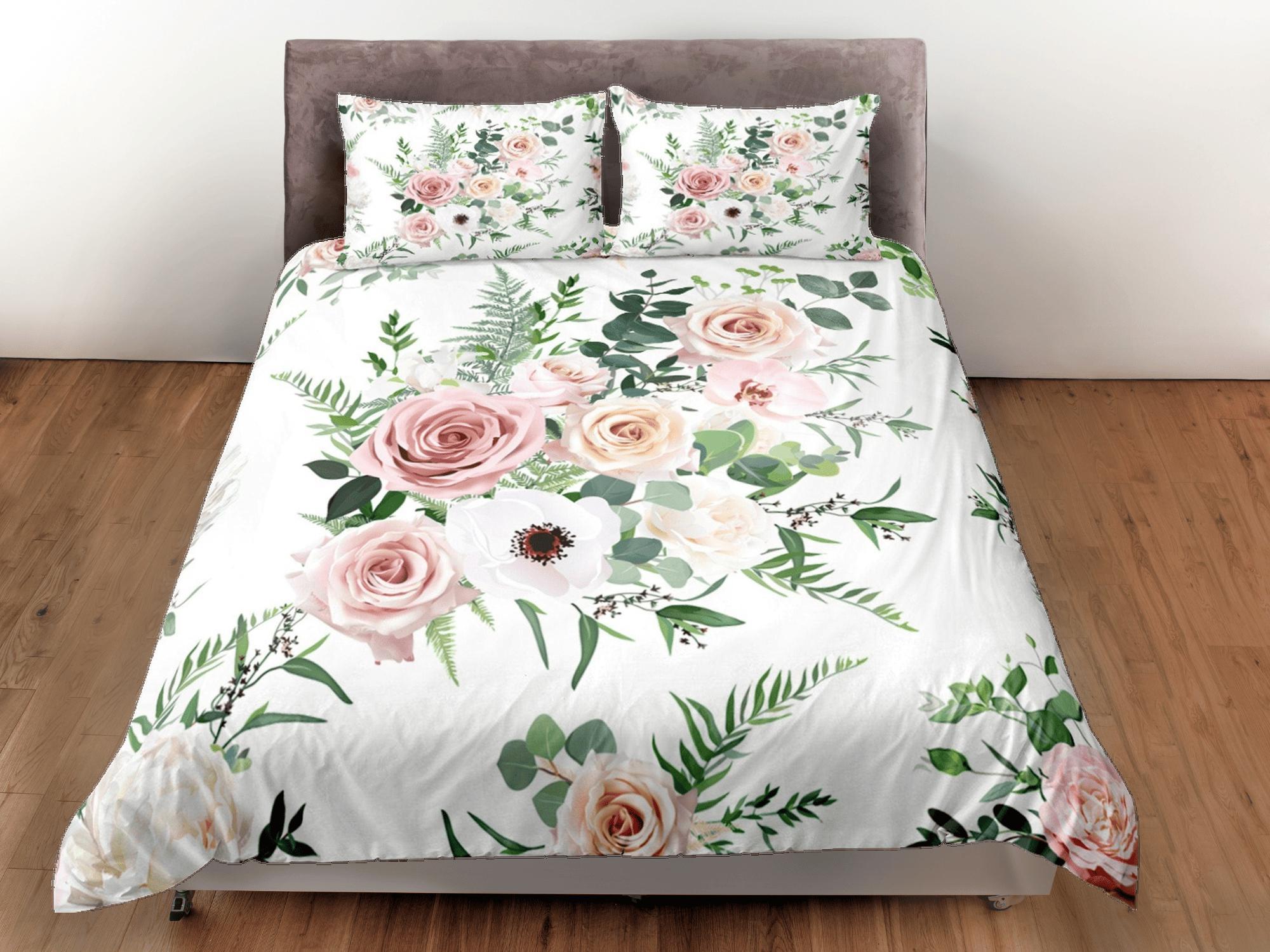 daintyduvet Roses Duvet Cover Set Bohemian Bedspread, Floral Dorm Boho Bedding Pillowcase
