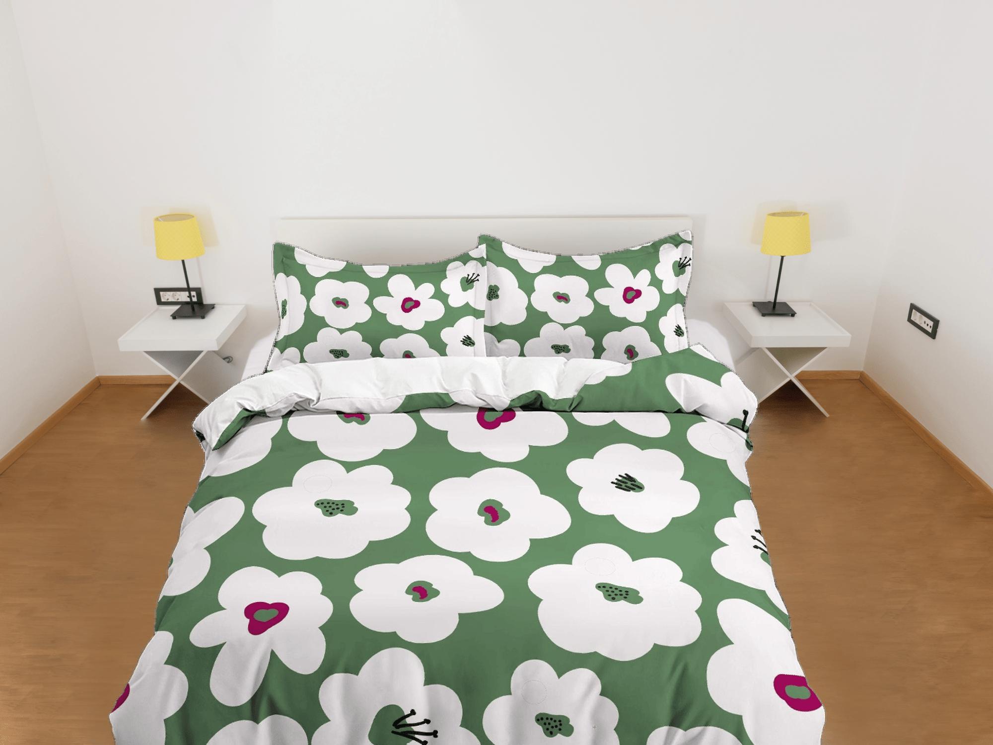daintyduvet Sage green cute floral duvet cover colorful bedding, teen girl bedroom, baby girl crib bedding boho maximalist bedspread aesthetic bedding