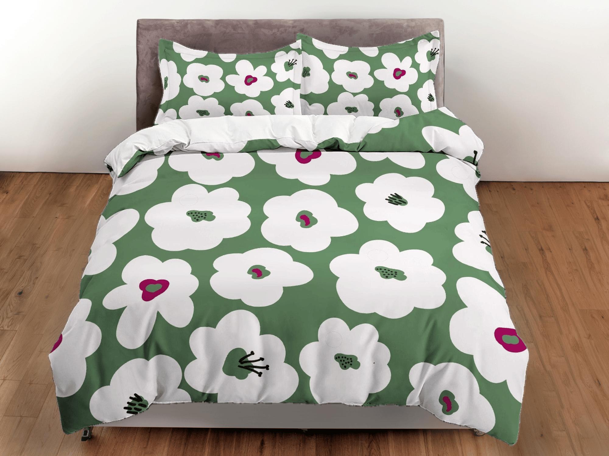 daintyduvet Sage green cute floral duvet cover colorful bedding, teen girl bedroom, baby girl crib bedding boho maximalist bedspread aesthetic bedding