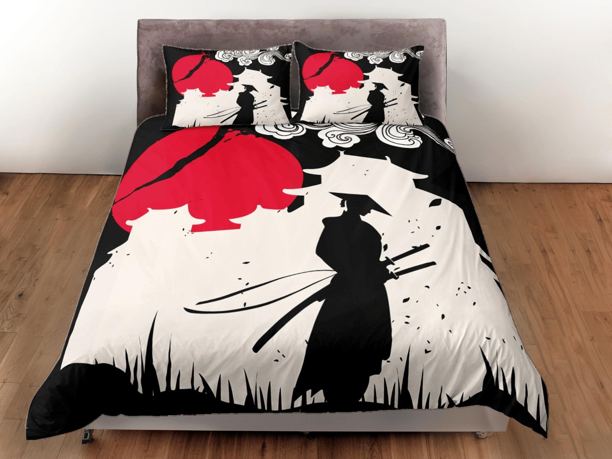 daintyduvet Samurai bedding, japanese duvet cover set for king, queen, full, twin, single, bed, bedding for boys, anime lover gift, japan culture