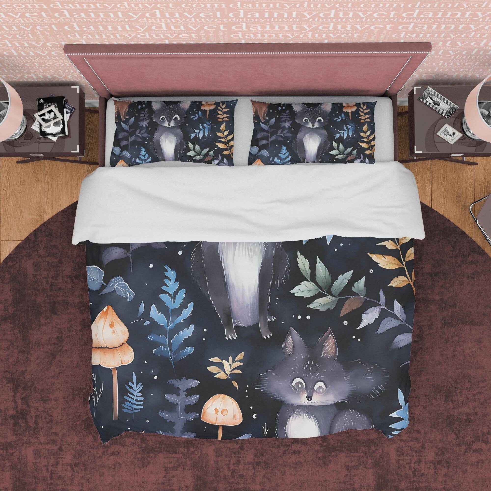 Scary Cat Duvet Cover Set, Child Bedroom Quilt Cover Enchanted Plant Aesthetic Zipper Bedding, Halloween Room Decor, Black Quilt Cover