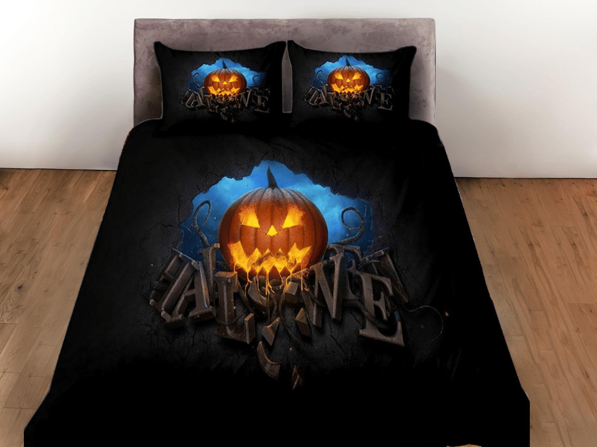 daintyduvet Scary pumpkin halloween bedding & pillowcase, gothic duvet cover, dorm bedding, goth decor toddler bedding, halloween gift