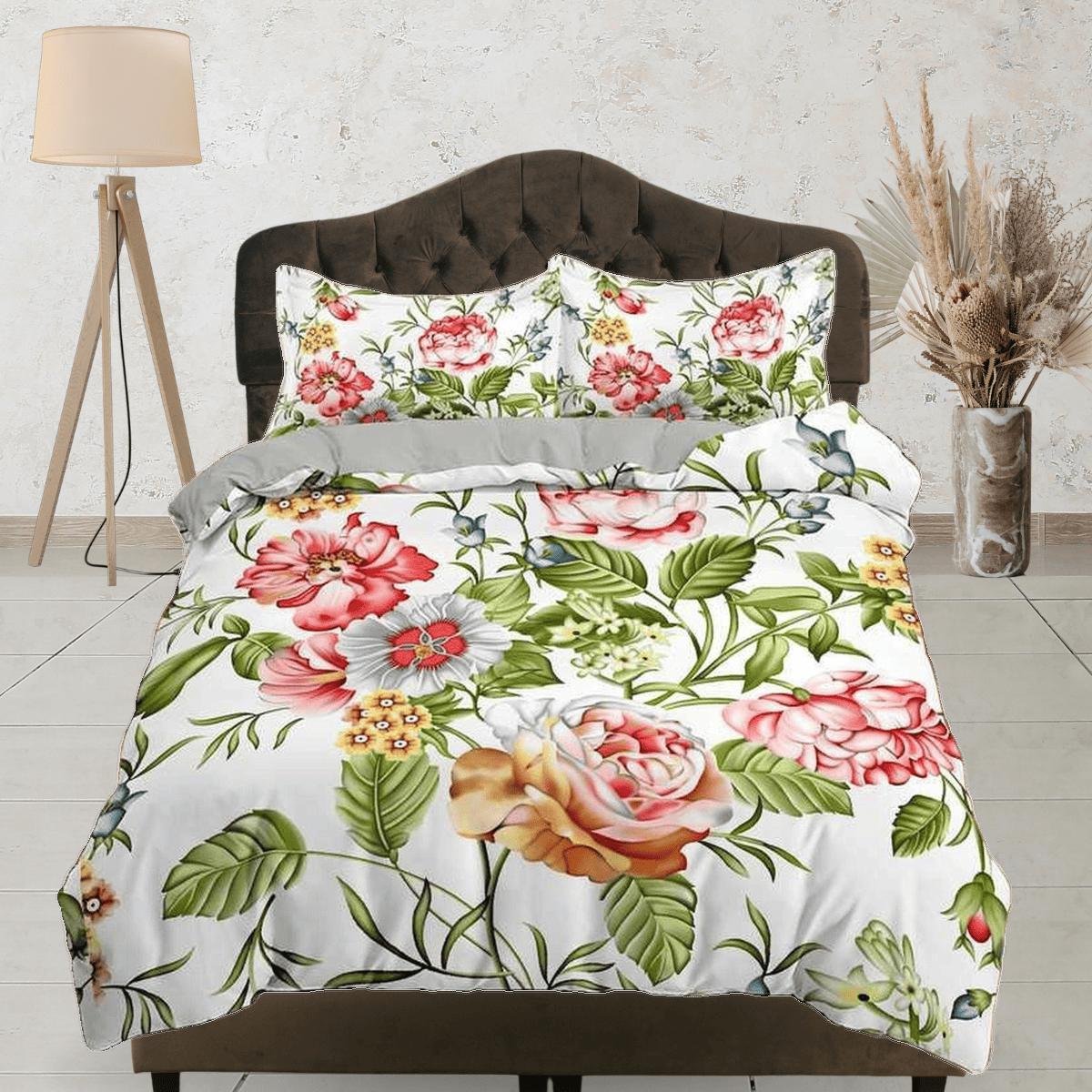 daintyduvet Shabby chic bedding floral duvet cover, teen girl bedroom, baby girl crib bedding boho maximalist bedspread aesthetic bedding