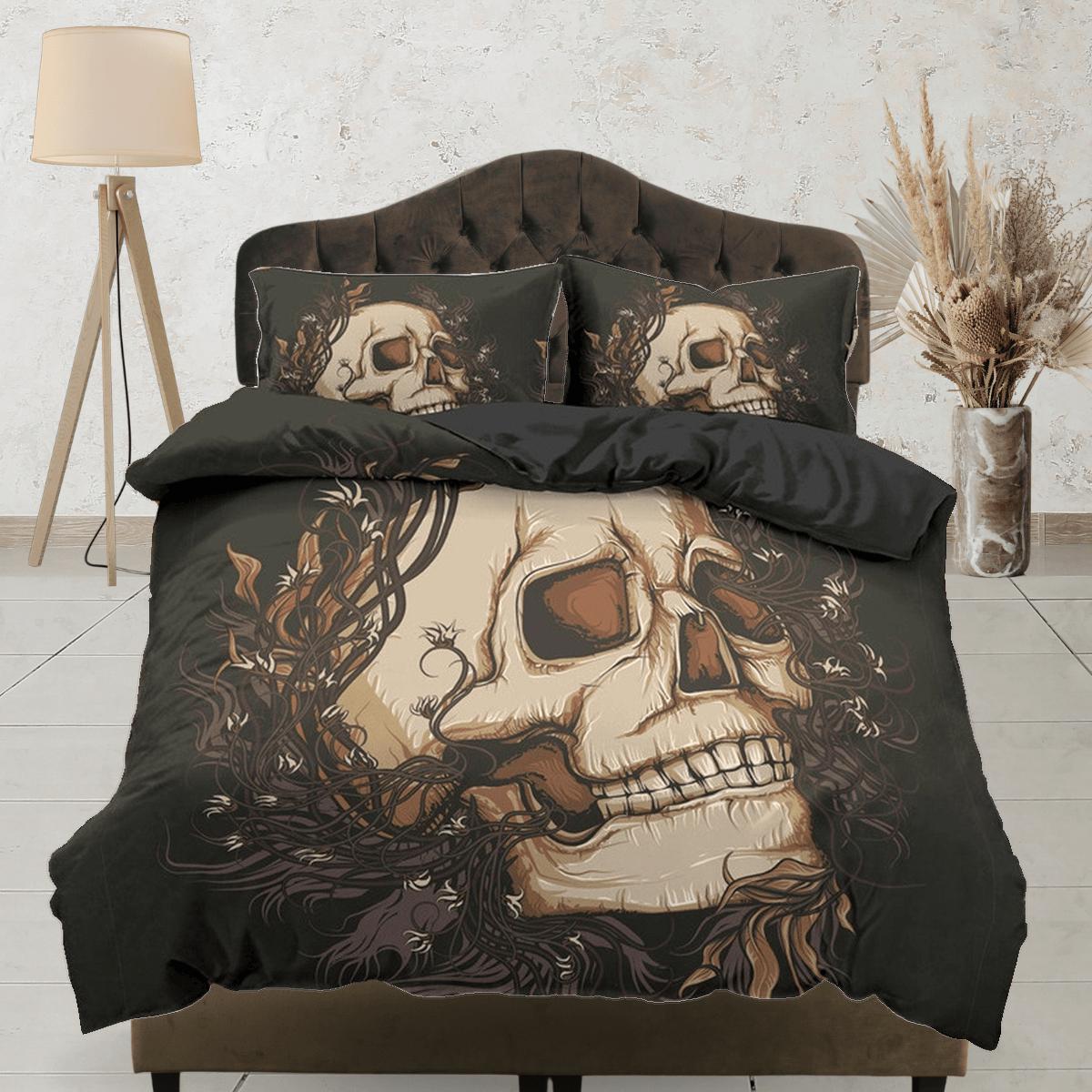 daintyduvet Skull Black Duvet Cover Set Bedspread, Dorm Bedding with Pillowcase