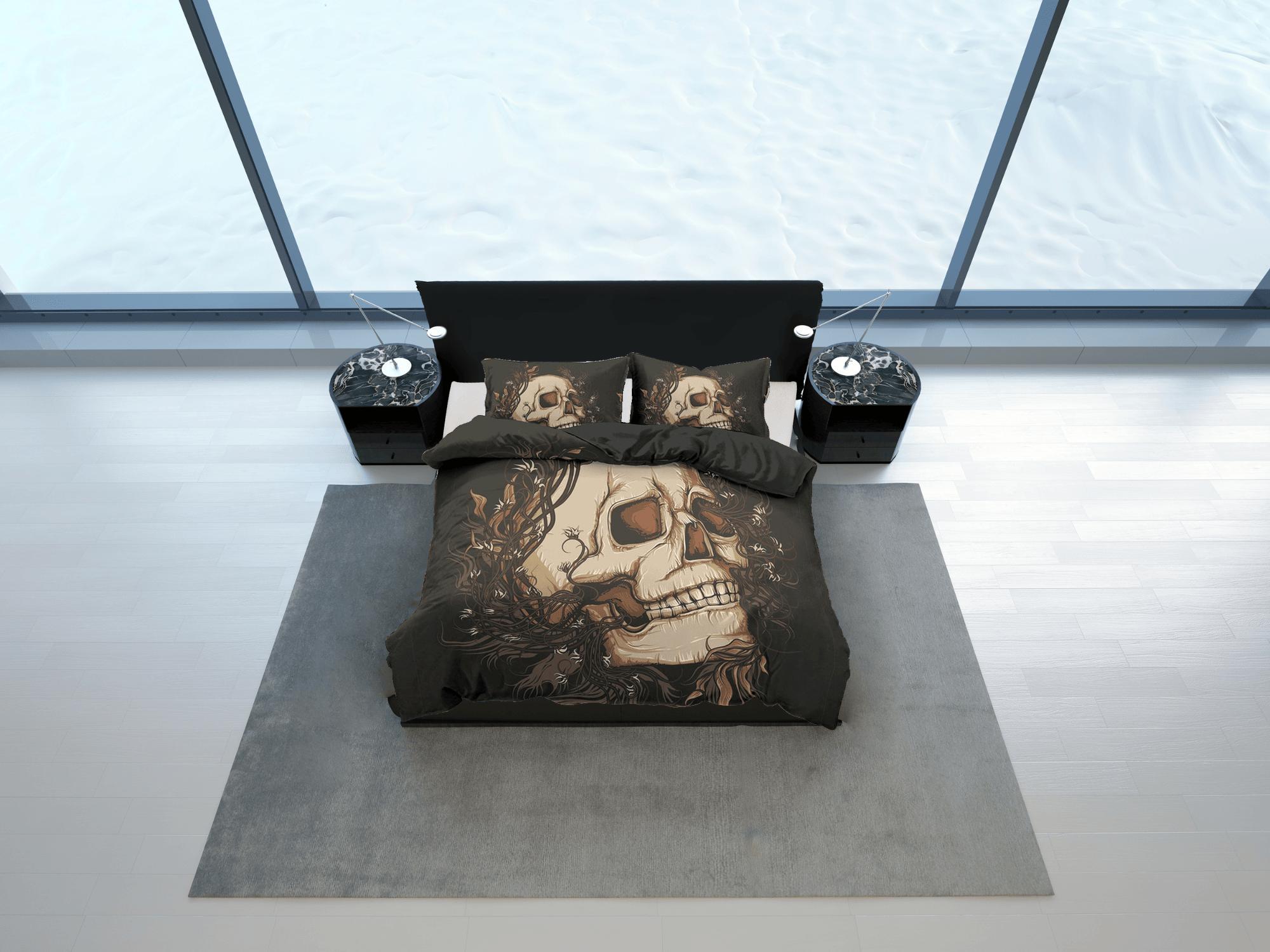 daintyduvet Skull Black Duvet Cover Set Bedspread, Dorm Bedding with Pillowcase