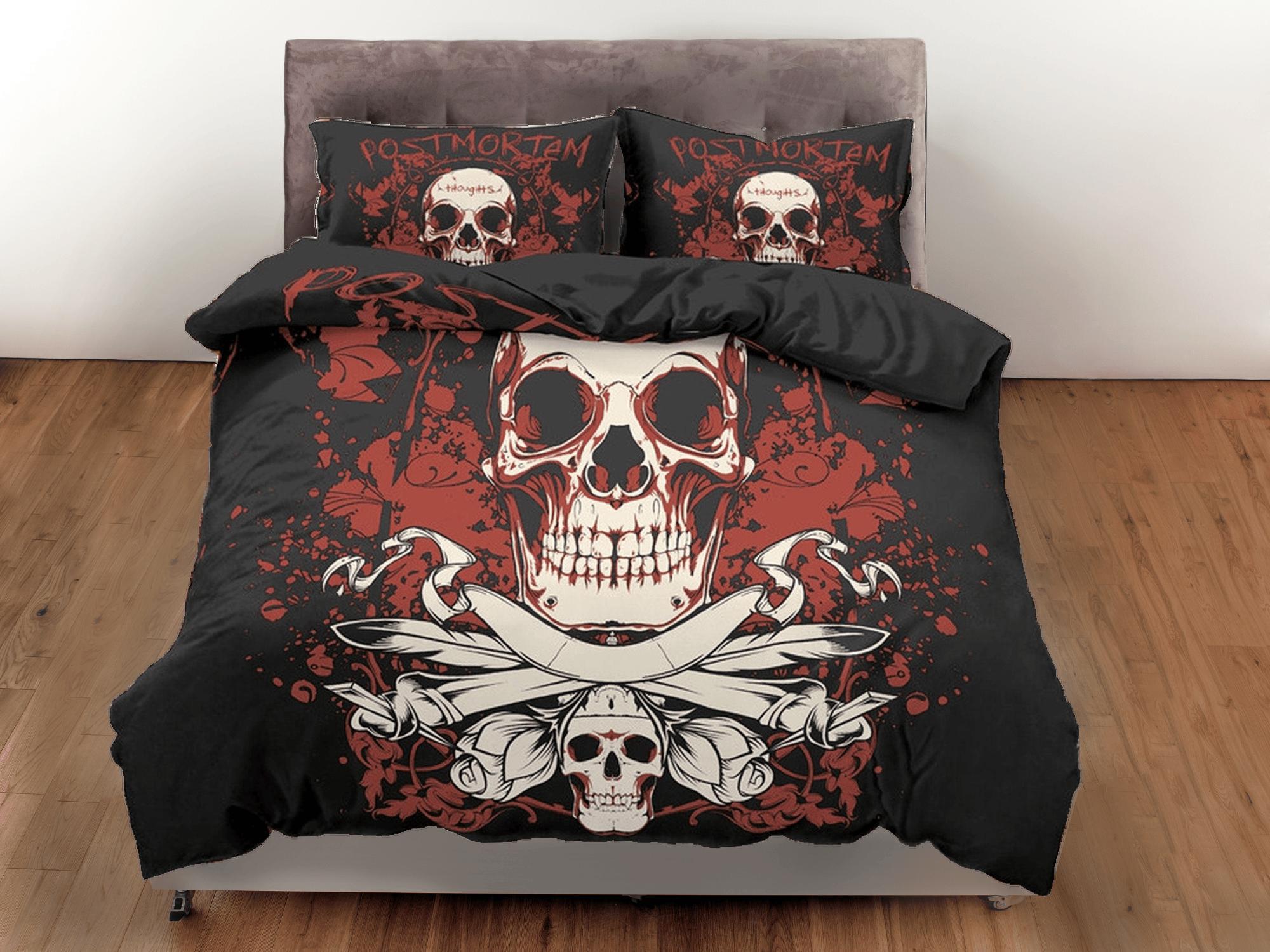 daintyduvet Skull in Flames Black Duvet Cover Set Bedspread, Dorm Bedding with Pillowcase