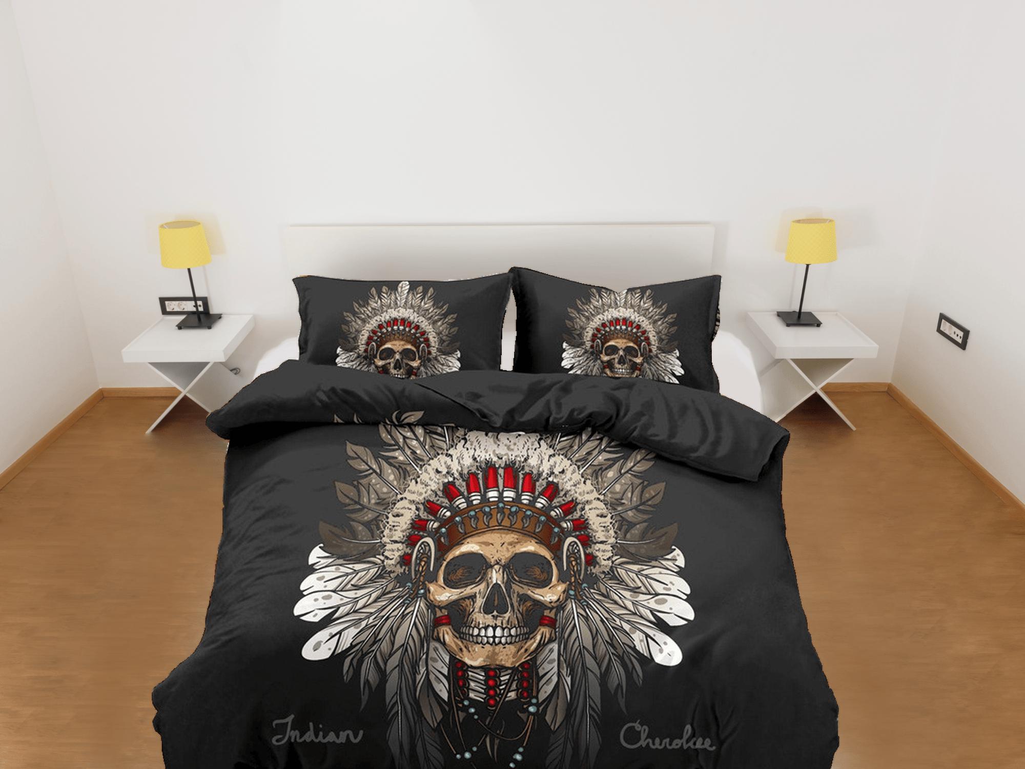 daintyduvet Skull Tribe Black Duvet Cover Set Bedspread, Dorm Bedding with Pillowcase