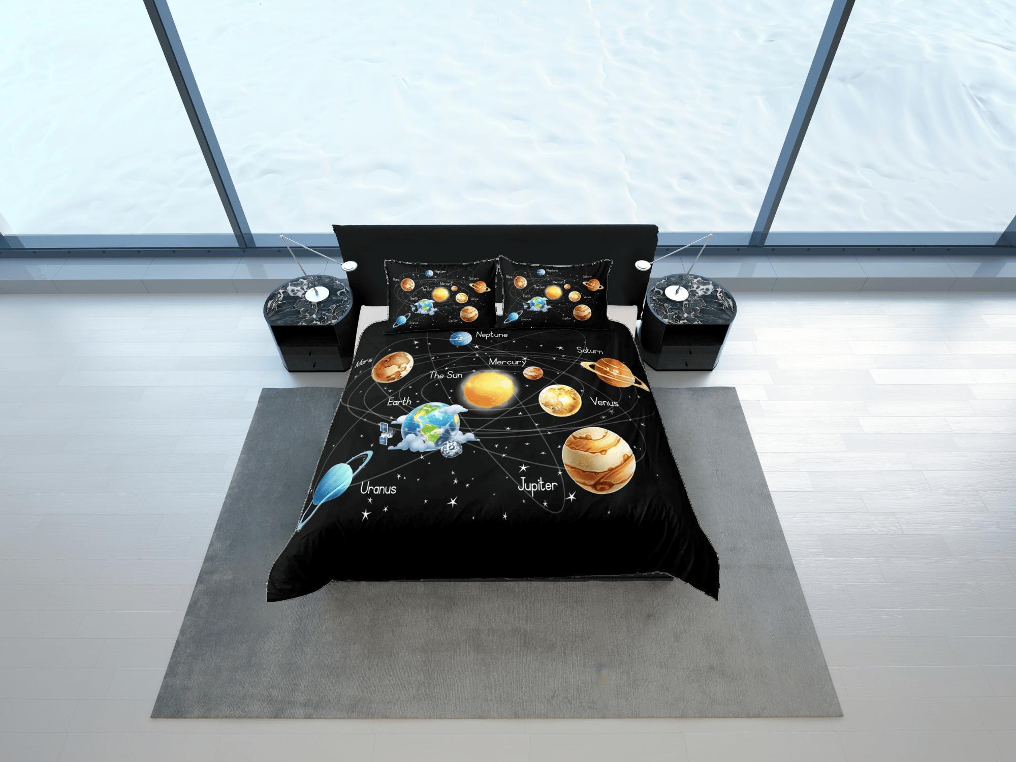 daintyduvet Solar System Planets Galaxy Duvet Cover Set Bedspread, Teens Kids Bedding Pillowcase Comforter Cover