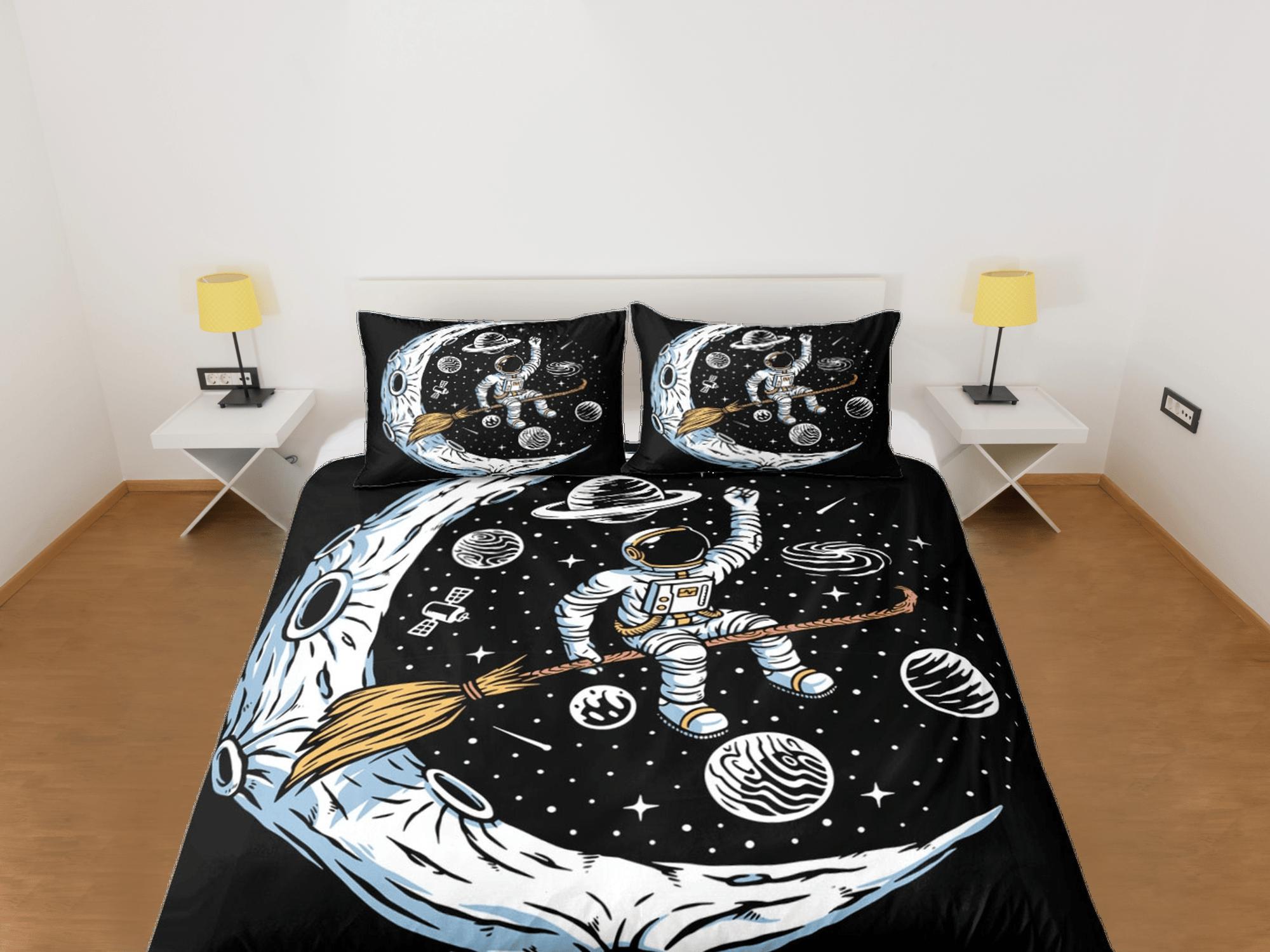 daintyduvet Space Galaxy Astronaut Witch Duvet Cover Set Bedspread, Kids Bedding & Pillowcase