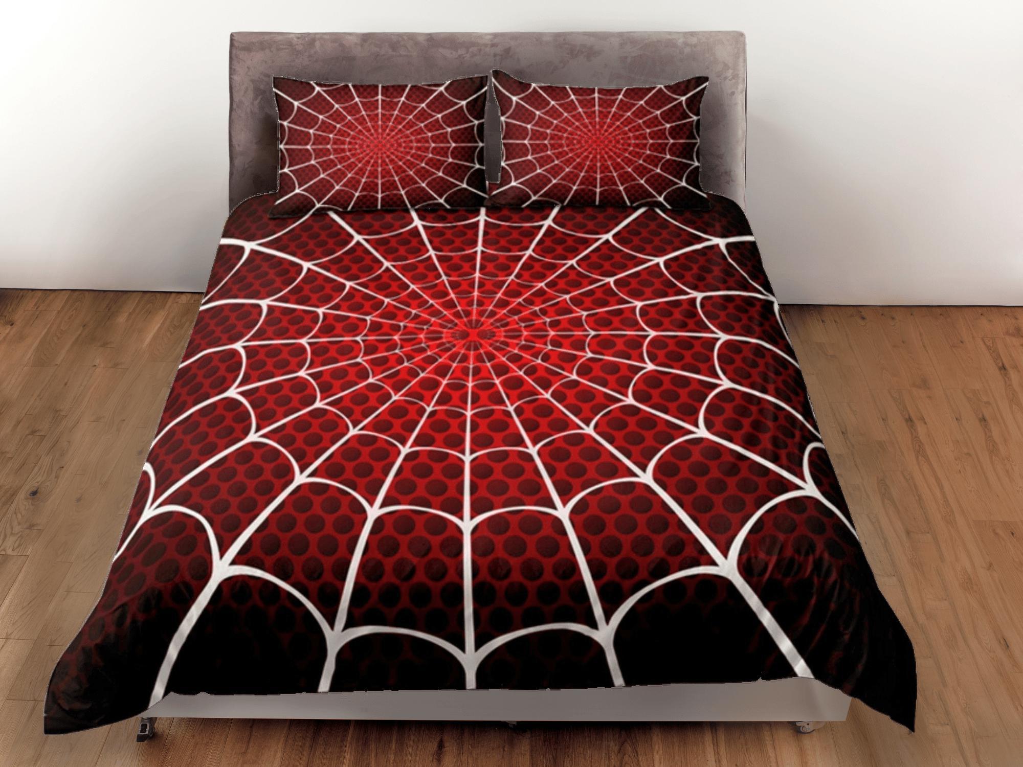daintyduvet Spider Web Red Duvet Cover Set Bedspread, Teen Kids Bedding with Pillowcase