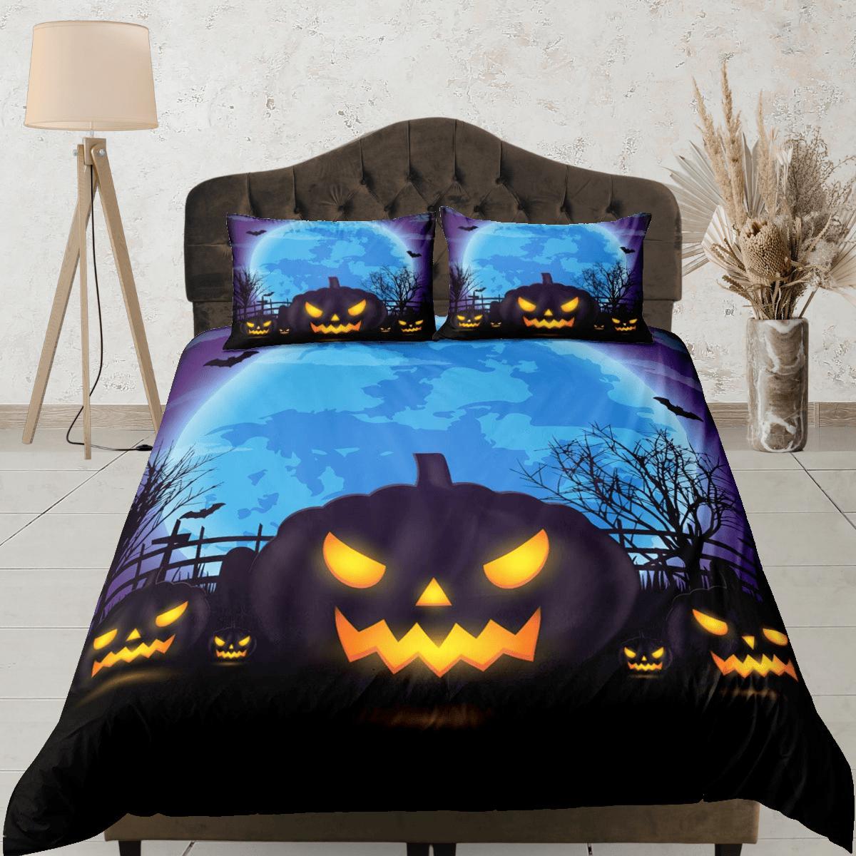 daintyduvet Spooky pumpkin halloween bedding & pillowcase, gothic duvet cover, dorm bedding, halloween goth decor toddler bedding, halloween gift