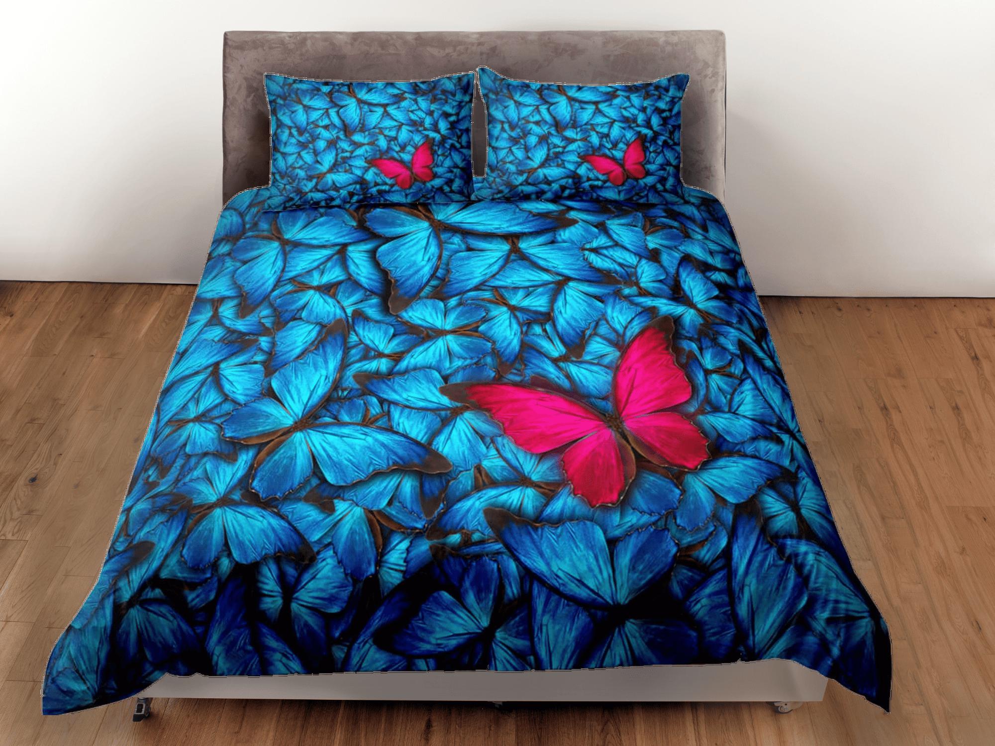 daintyduvet Stand out butterfly bedding blue duvet cover colorful dorm bedding full size adult duvet king queen twin, butterfly nursery toddler bedding