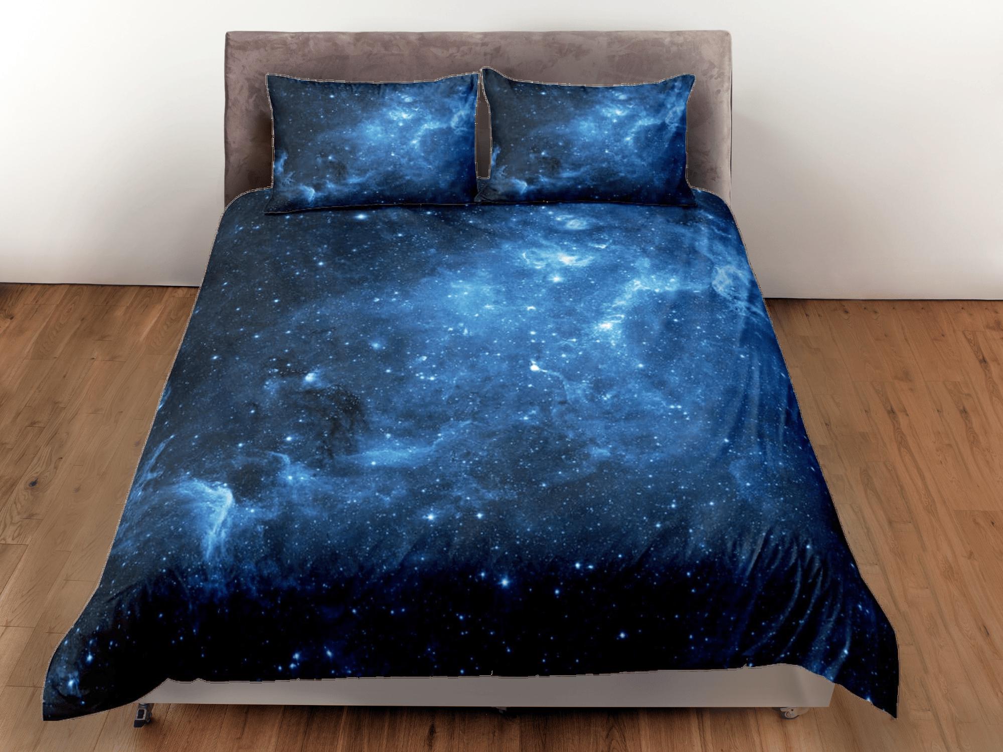 daintyduvet Stars blue galaxy bedding, 3D outer space bedding set full, cosmic duvet cover king, queen, dorm bedding, toddler bedding aesthetic duvet