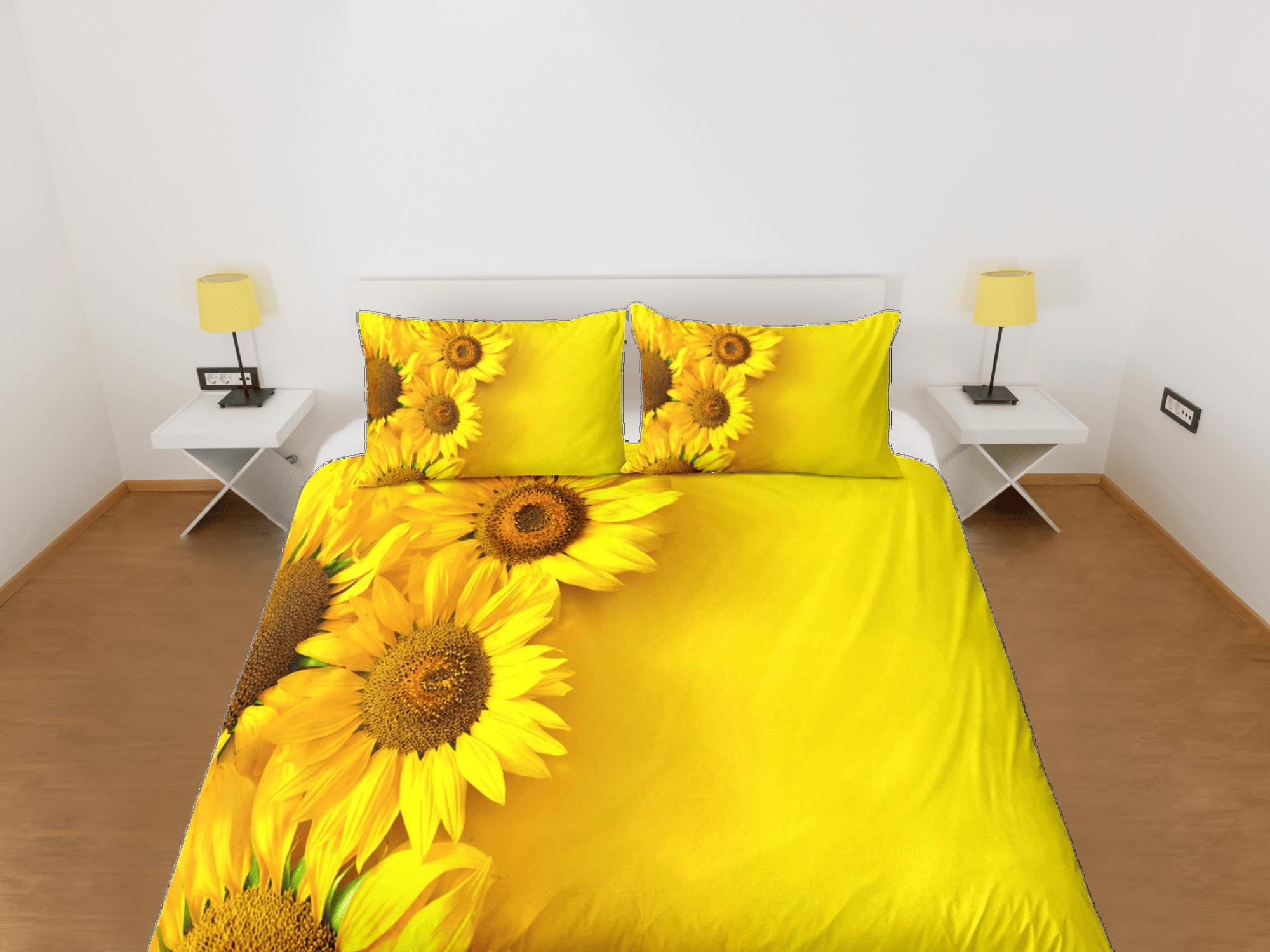 daintyduvet Sunflower floral bedding, yellow duvet cover queen, king, boho duvet, designer bedding, aesthetic bedding, maximalist full size bedding