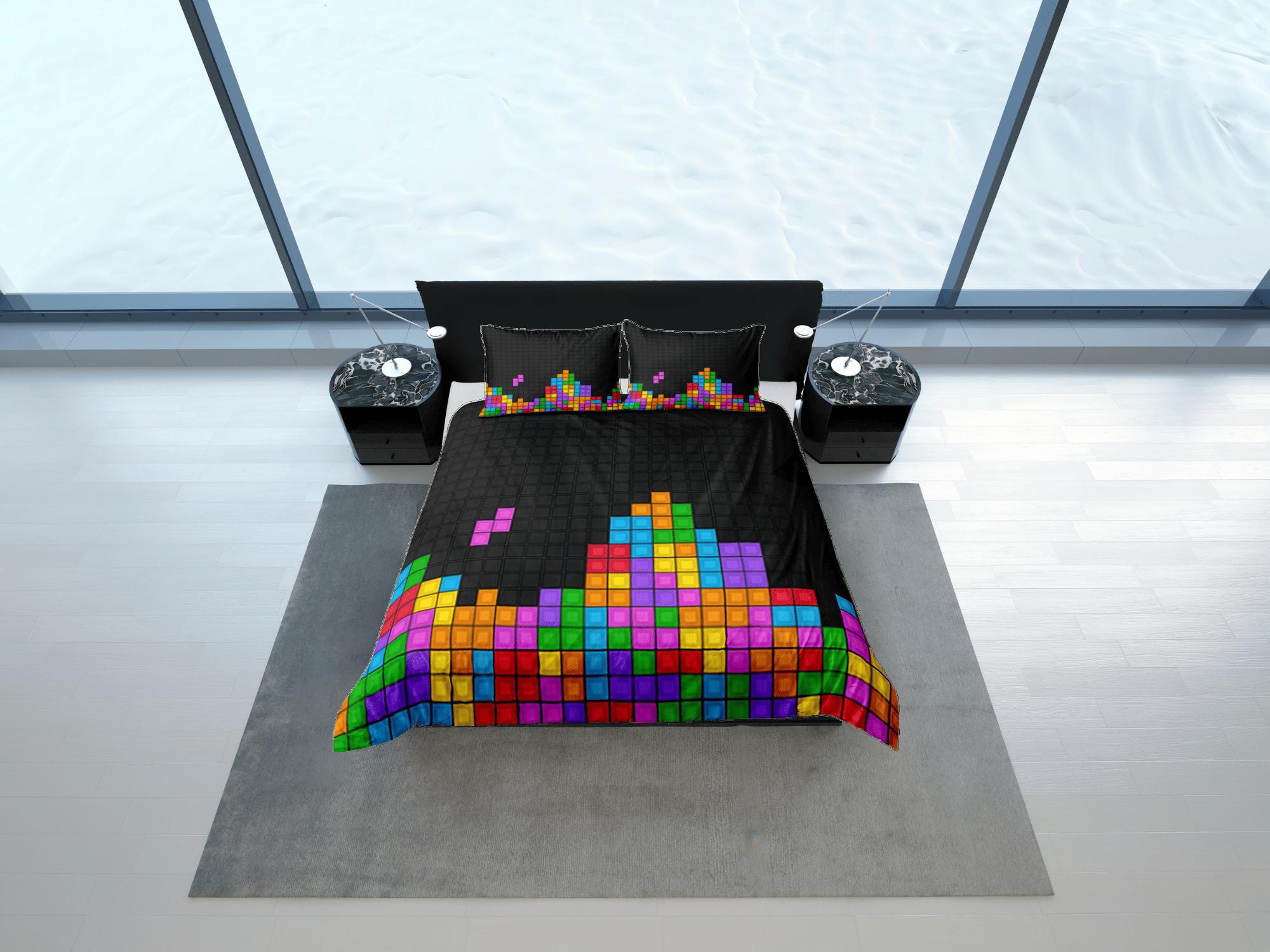 daintyduvet Tetris Duvet Cover Set Colorful Bedspread, Dorm Bedding with Pillowcase