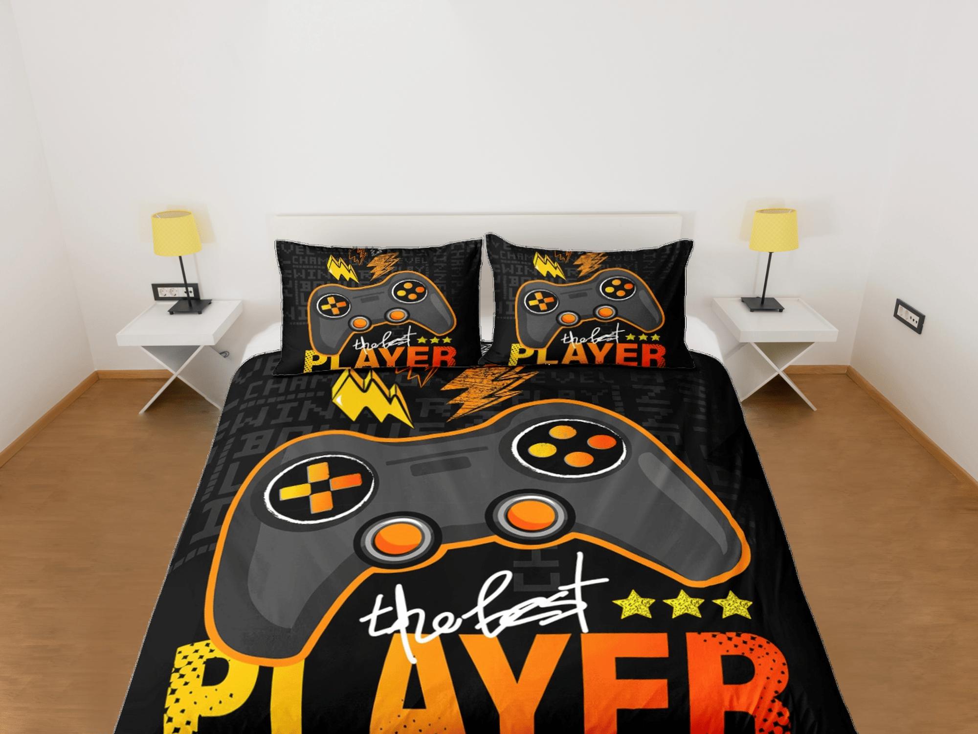 daintyduvet The best player gamer bedding black duvet cover, video gamer boyfriend gift bedding set full king queen twin, boys bedroom, dorm bedding