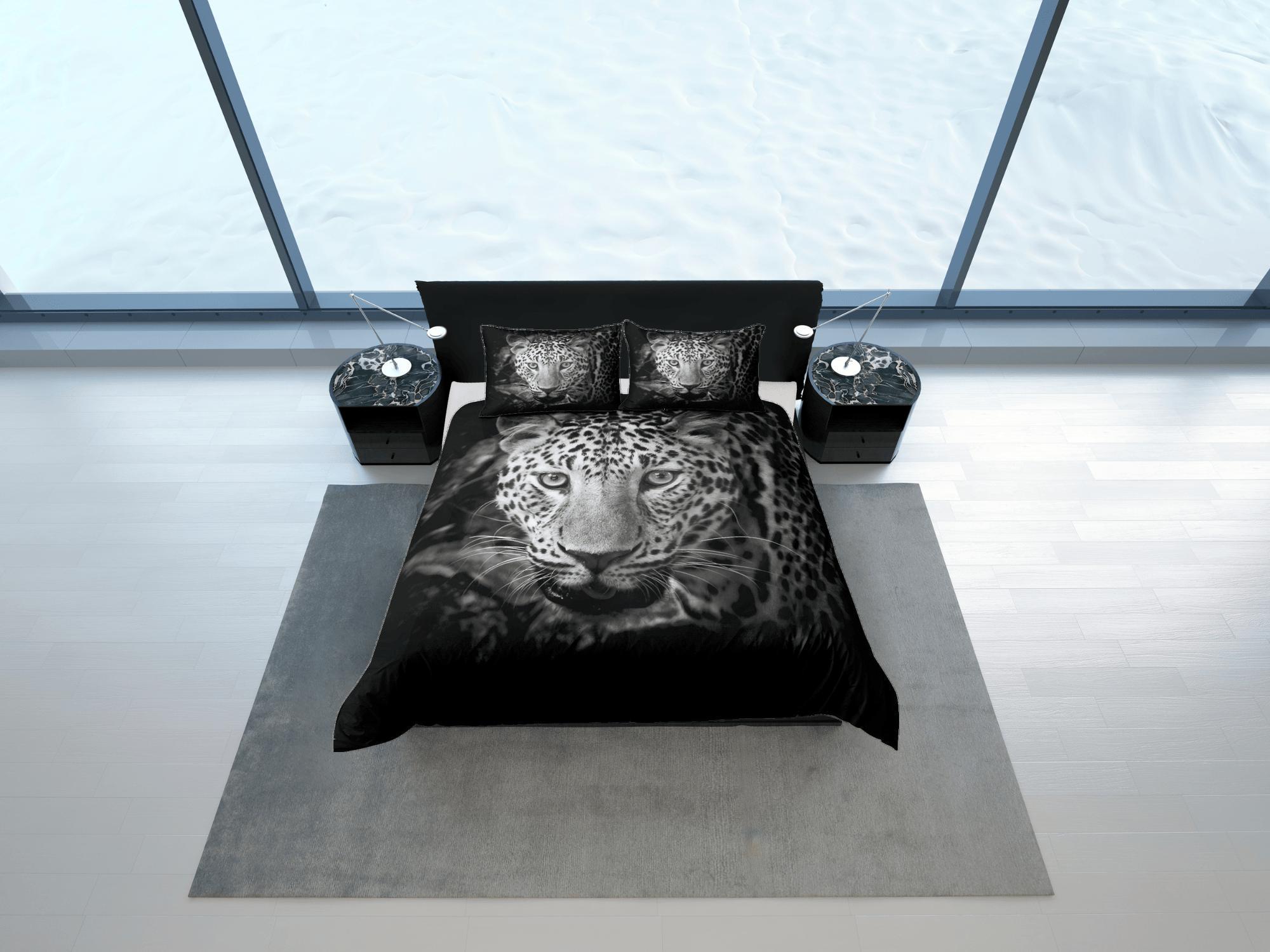 daintyduvet Tiger Print Black Duvet Cover Set Cute Bedspread, Animal Dorm Bedding & Pillowcase