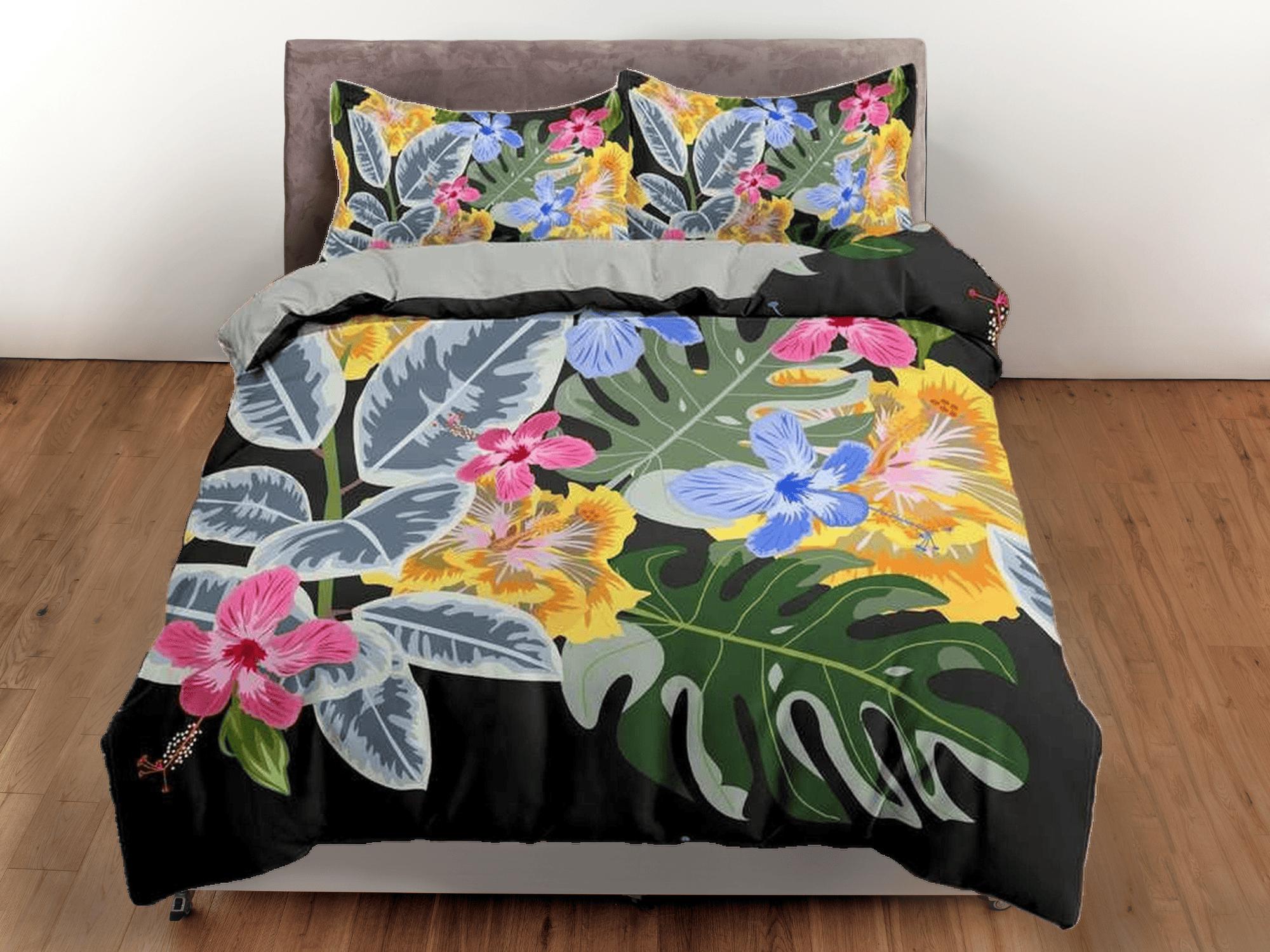 daintyduvet Tropical floral duvet cover colorful bedding, teen girl bedroom, baby girl crib bedding boho maximalist bedspread aesthetic bedding