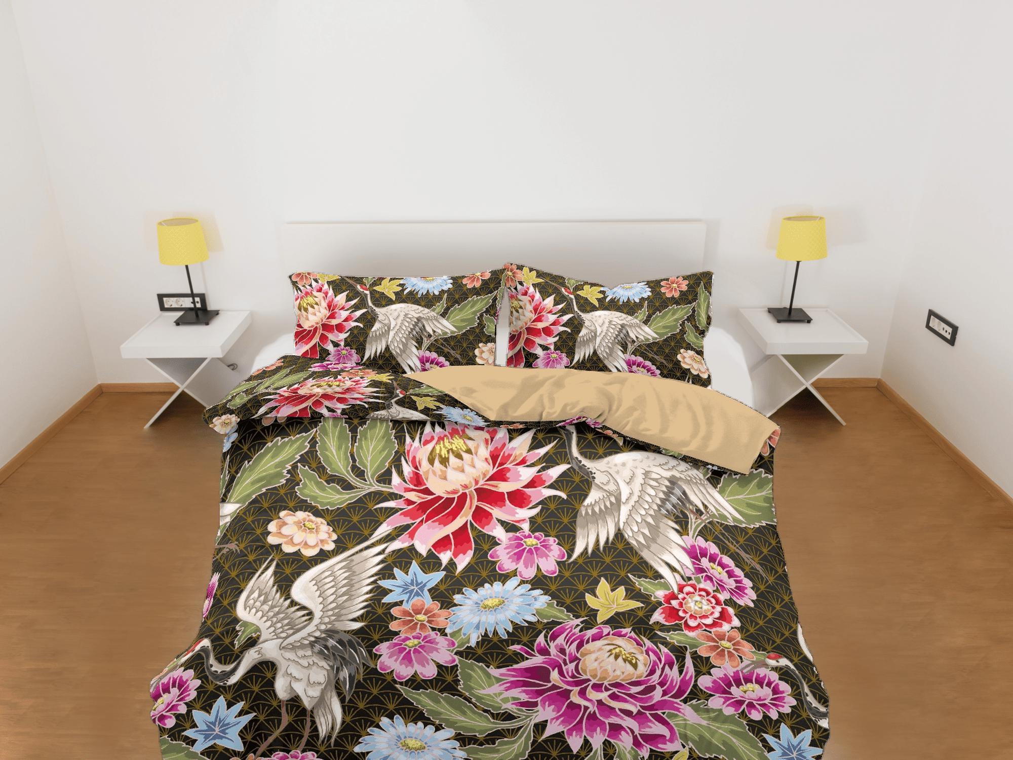 daintyduvet Vintage Floral Duvet Cover Set | Japanese Art Bedding Set with Pillow Cover Case