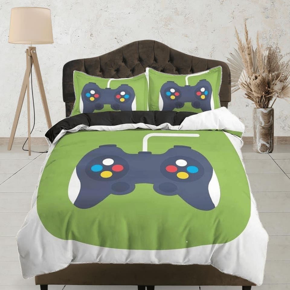 90s gamer bedding controller design duvet cover, video gamer boyfriend gift bedding set full king queen twin, boys bedroom…