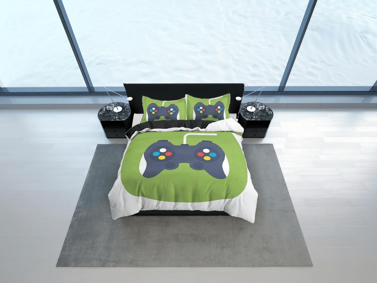 90s gamer bedding controller design duvet cover, video gamer boyfriend gift bedding set full king queen twin, boys bedroom…