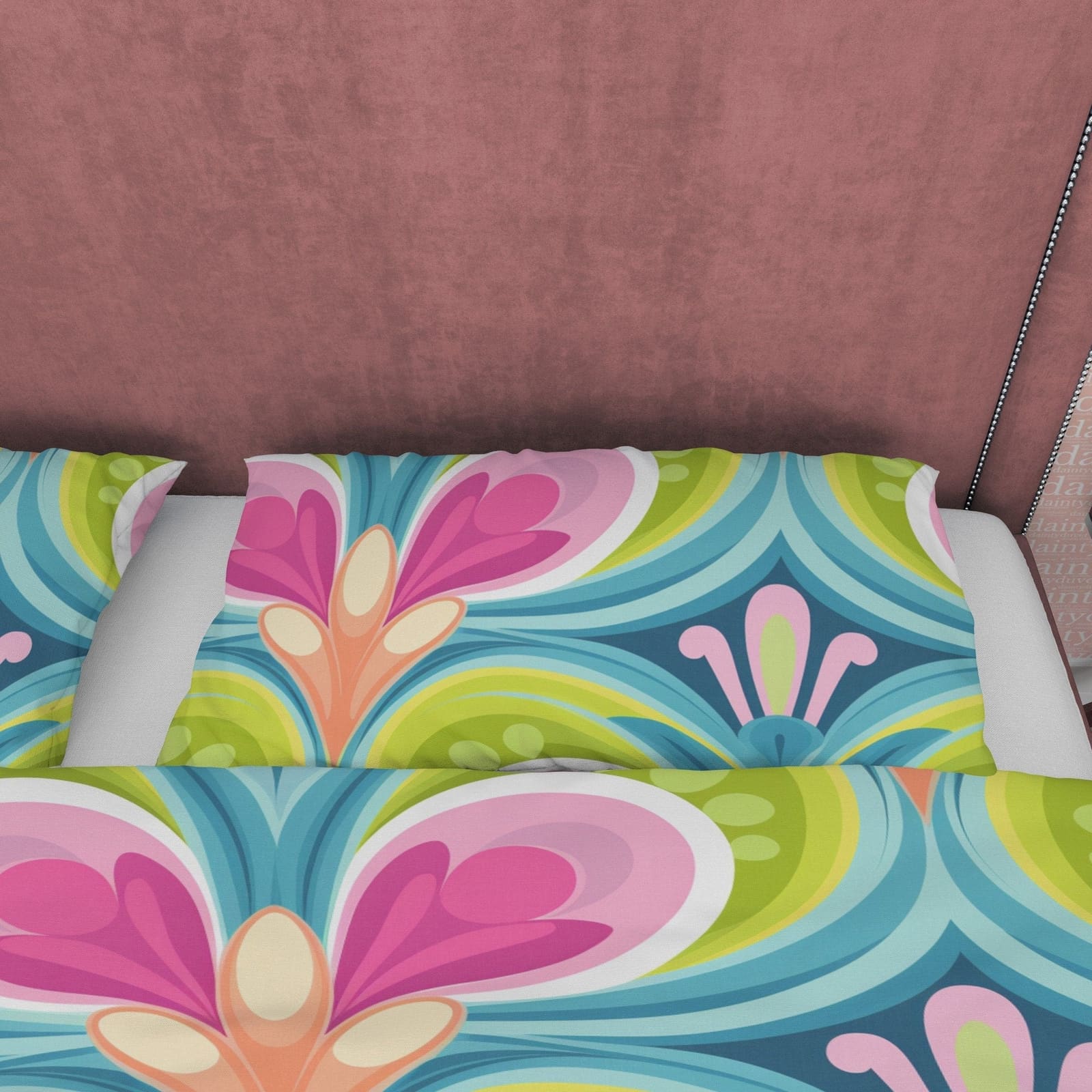 Abstract Heart Like Pattern Boho Bedding Colorful Duvet Cover Bohemian Bedroom Set, Floral Quilt Cover, Aesthetic Bedsprea…