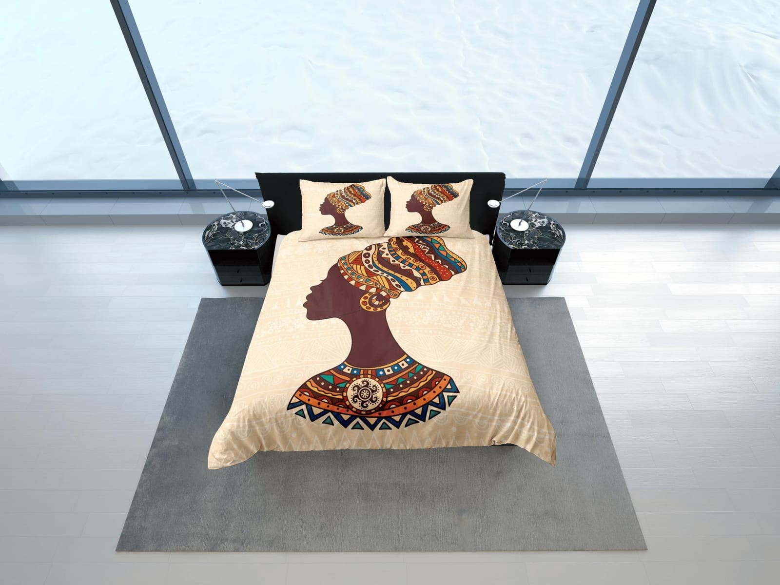 African black woman bedding set duvet cover, boho bedding, african ethnic tribal designs, afrocentric designer bedding, so…