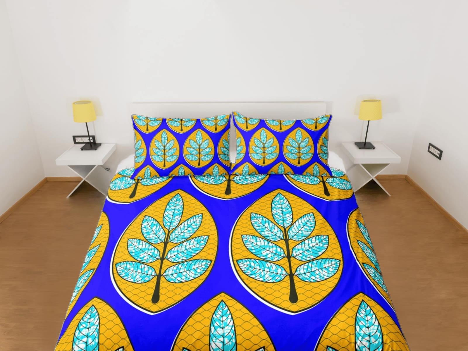 African botanical blue bedding set duvet cover, boho bedding, ethnic tribal designs, afrocentric designer bedding, south a…