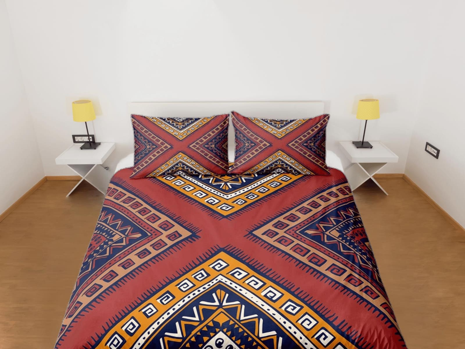 African chevron pattern bedding set duvet cover, boho bedding ethnic tribal designs, afrocentric designer bedding, south a…