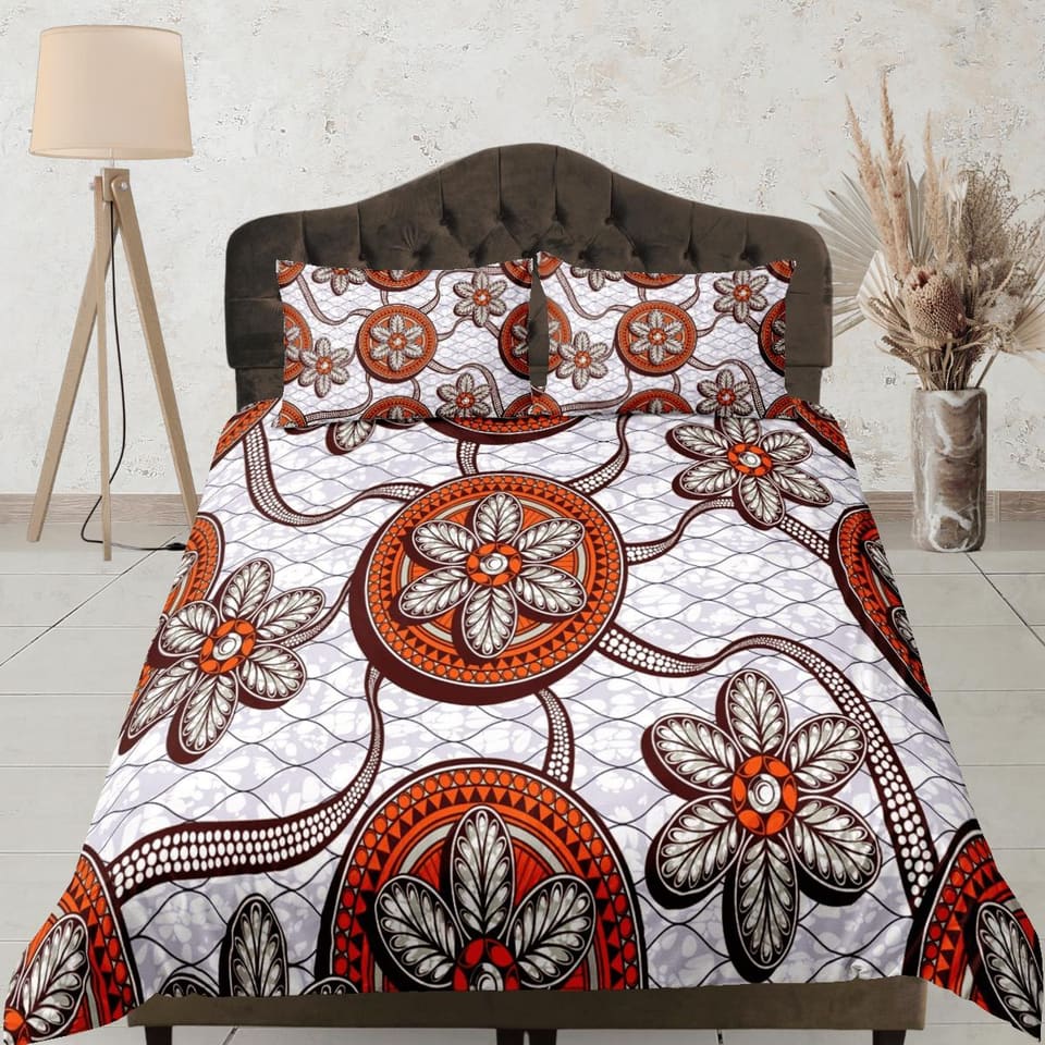 African floral bedding set duvet cover, boho bedding set african ethnic tribal designs, afrocentric designer bedding, sout…