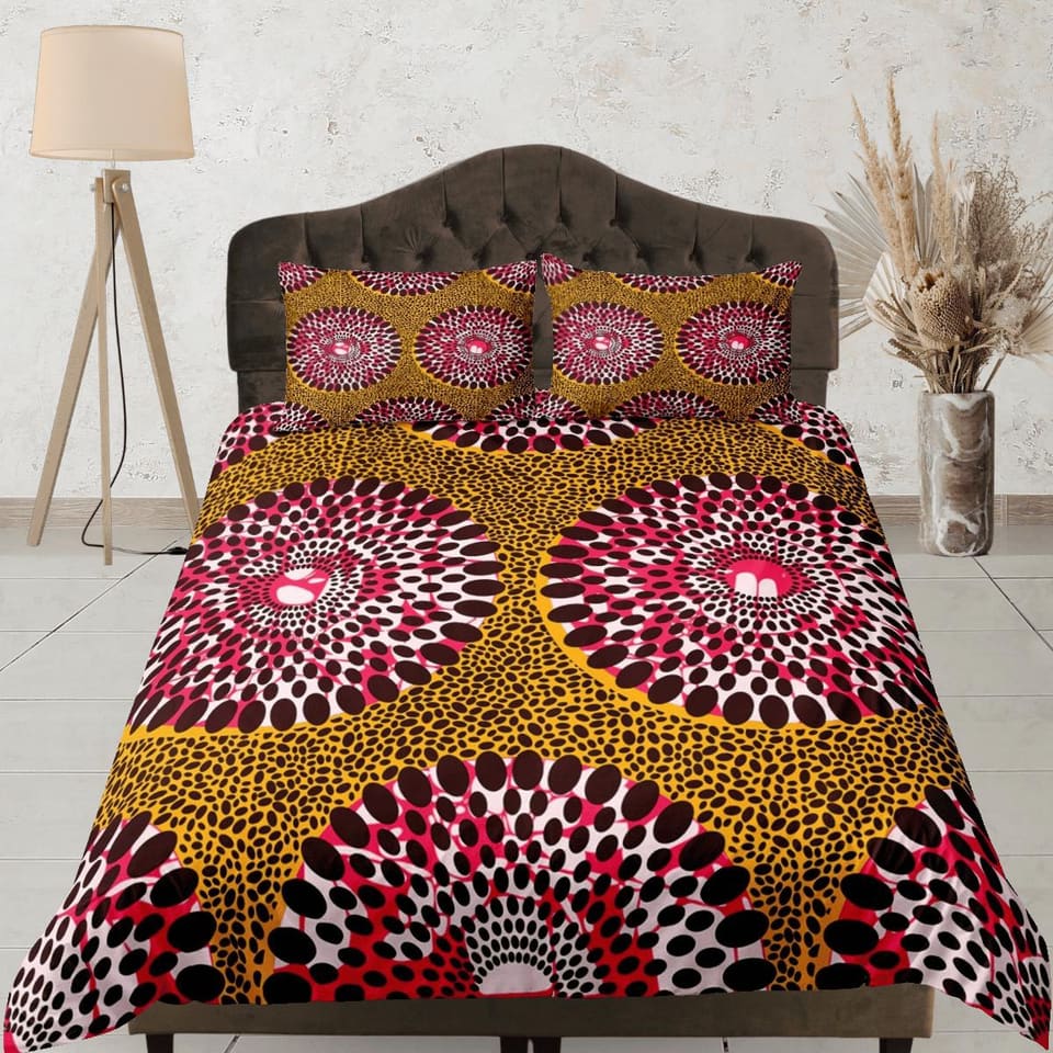 African geometric polka dot bedding set duvet cover, boho bedding, ethnic tribal designs, afrocentric designer bedding, so…
