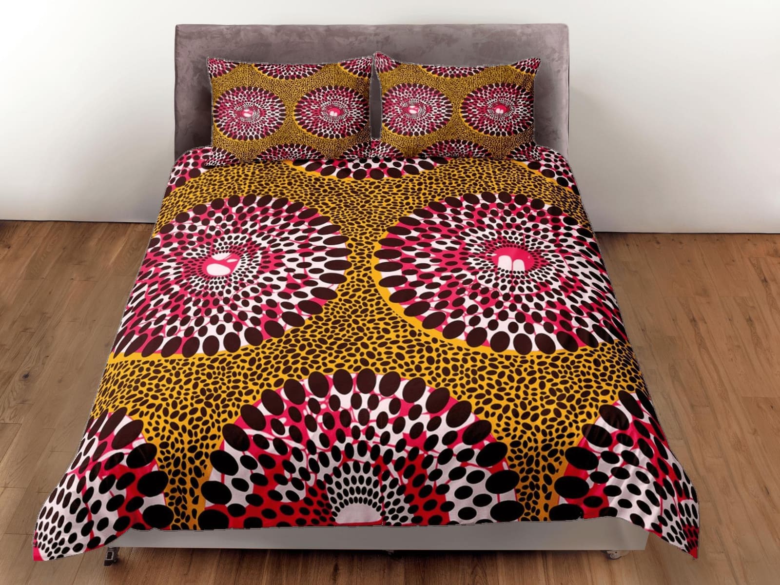 African geometric polka dot bedding set duvet cover, boho bedding, ethnic tribal designs, afrocentric designer bedding, so…