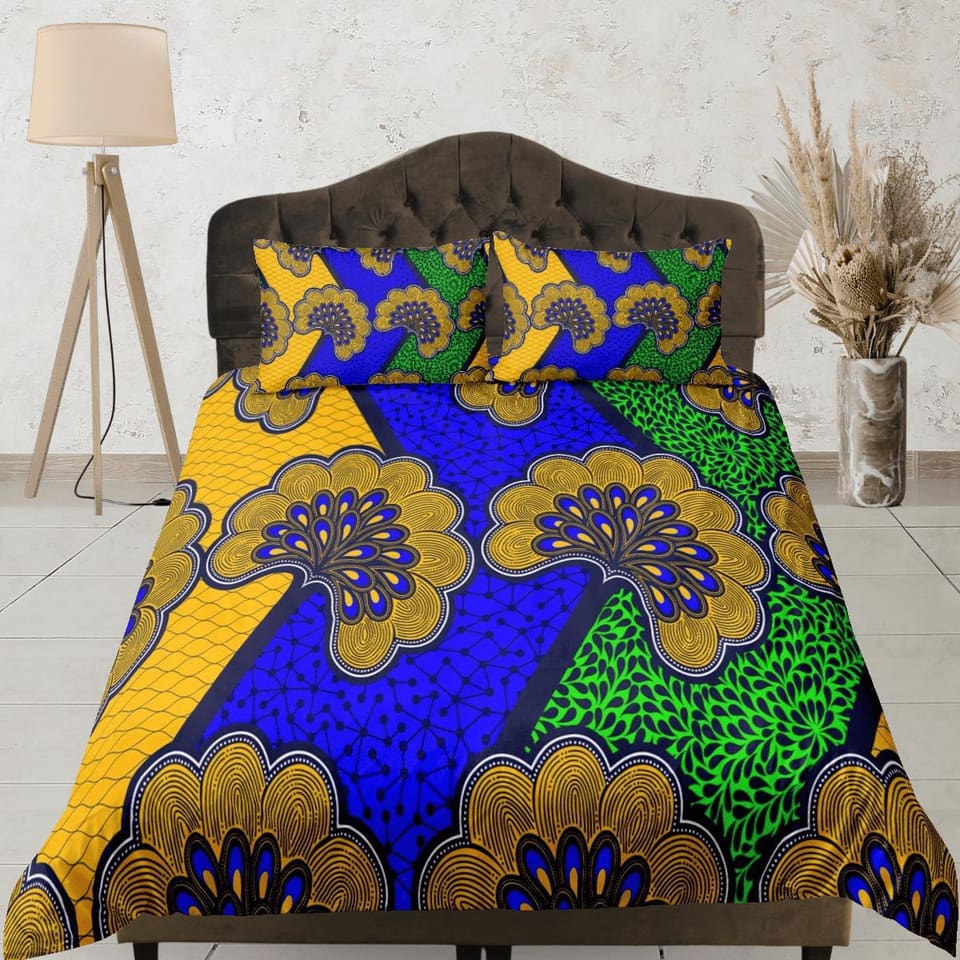 African paisley colorful bedding set duvet cover, boho bedding, ethnic tribal designs, afrocentric designer bedding, south…