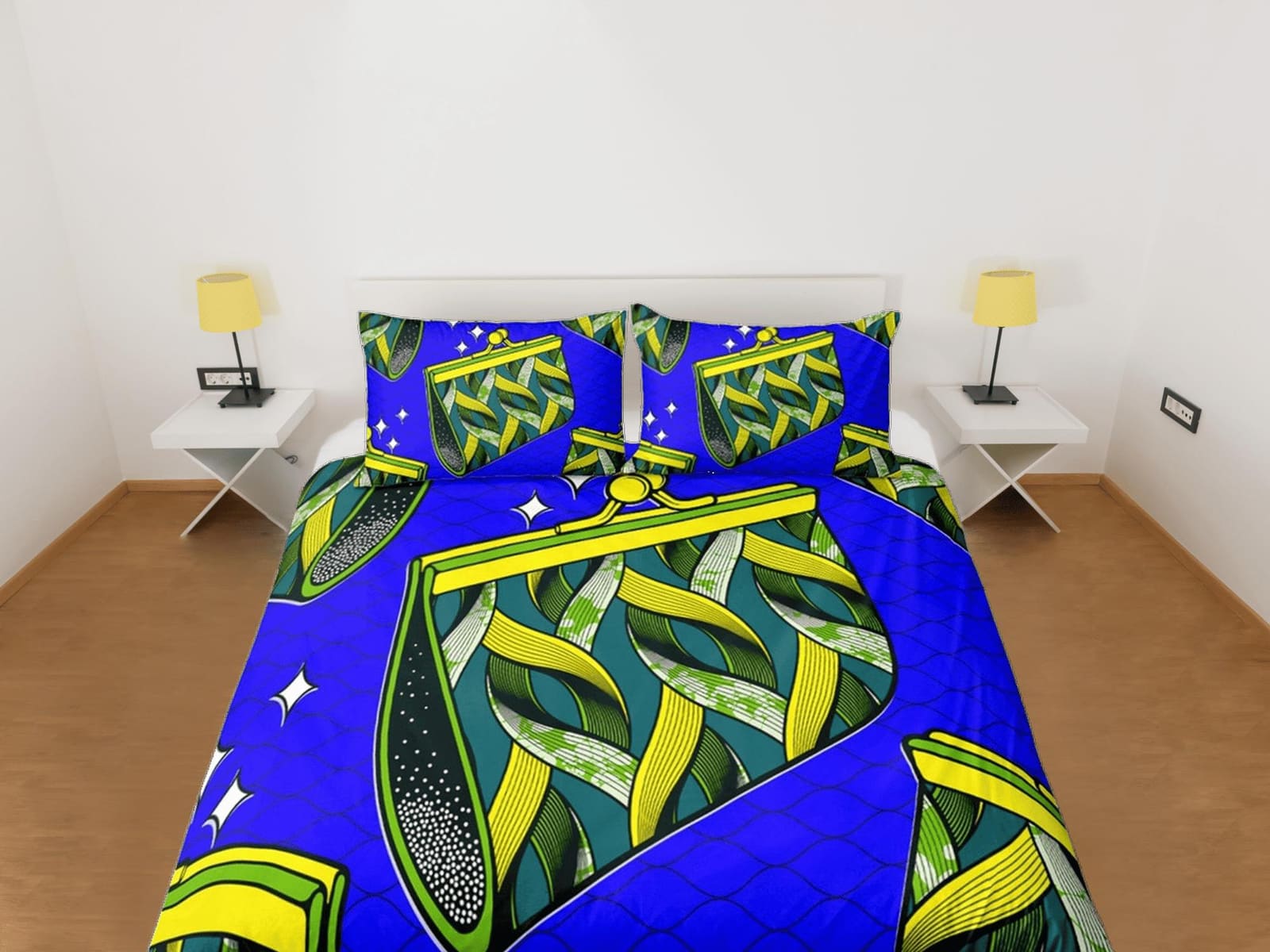 African purse bedding set blue duvet cover, boho bedding set african ethnic tribal designs, afrocentric designer bedding,…