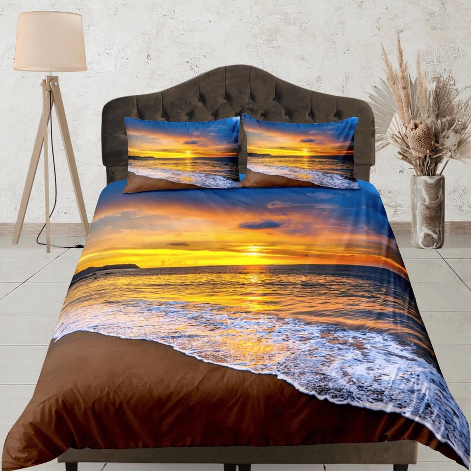 Afternoon in the beach coastal grandma duvet cover nautical bedding set full queen king, aesthetic beach room decor, ocean…