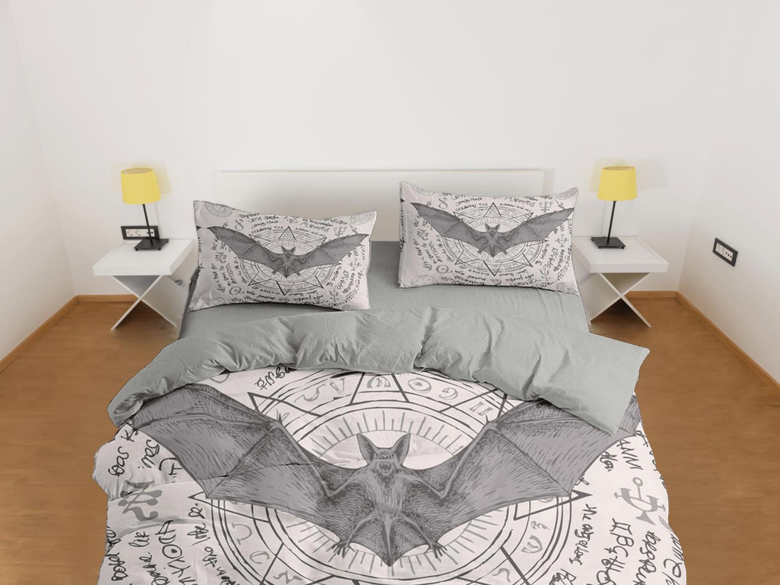 Alchemy gothic bat bedding & pillowcase, halloween duvet cover set dorm bedding, halloween decor, nursery toddler bedding,…