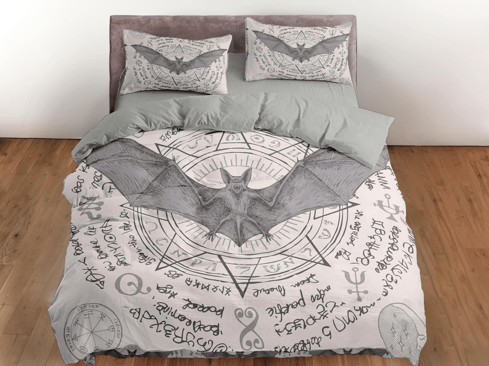 Alchemy gothic bat bedding & pillowcase, halloween duvet cover set dorm bedding, halloween decor, nursery toddler bedding,…