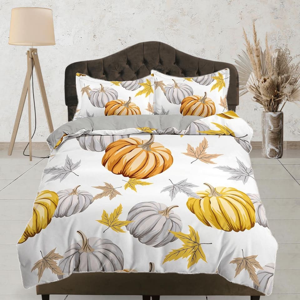 Autumn pumpkin vintage halloween full size bedding & pillowcase, duvet cover set dorm bedding, nursery toddler bedding, ha…