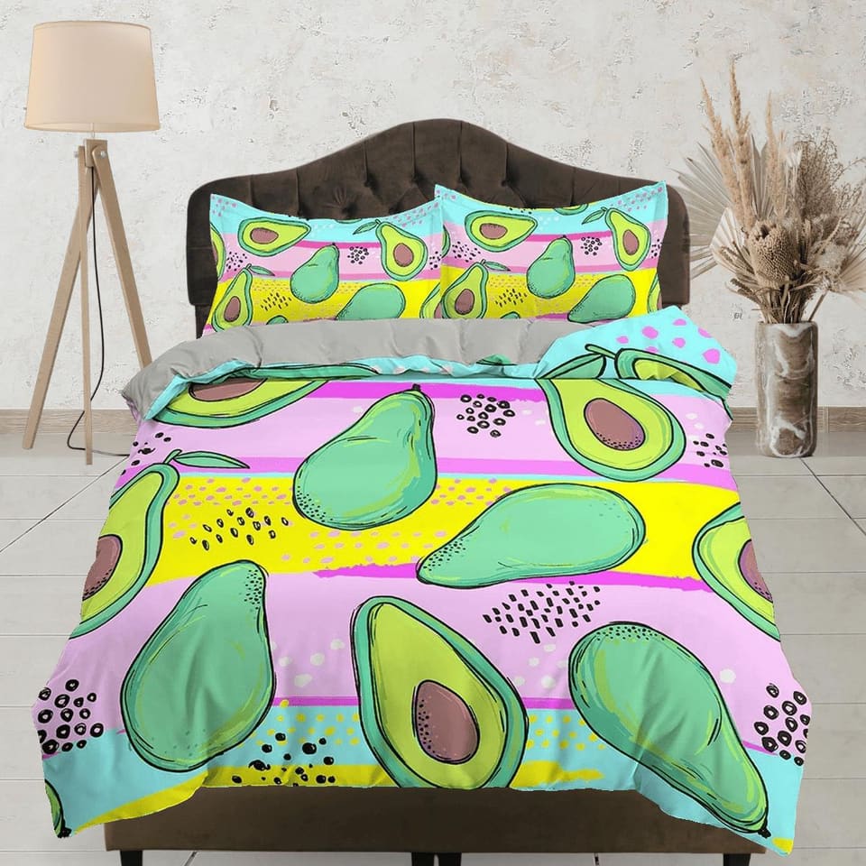 Avocado Bright Colored Toddler Bedding, Unique Duvet Cover for Nursery, Crib Bedding & Pillowcase, Baby Zipper Bedding, Ki…