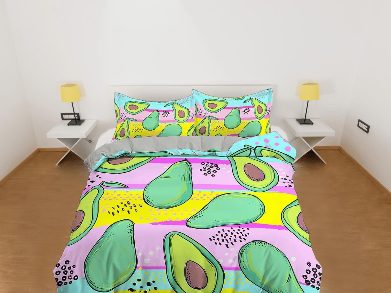 Avocado Bright Colored Toddler Bedding, Unique Duvet Cover for Nursery, Crib Bedding & Pillowcase, Baby Zipper Bedding, Ki…