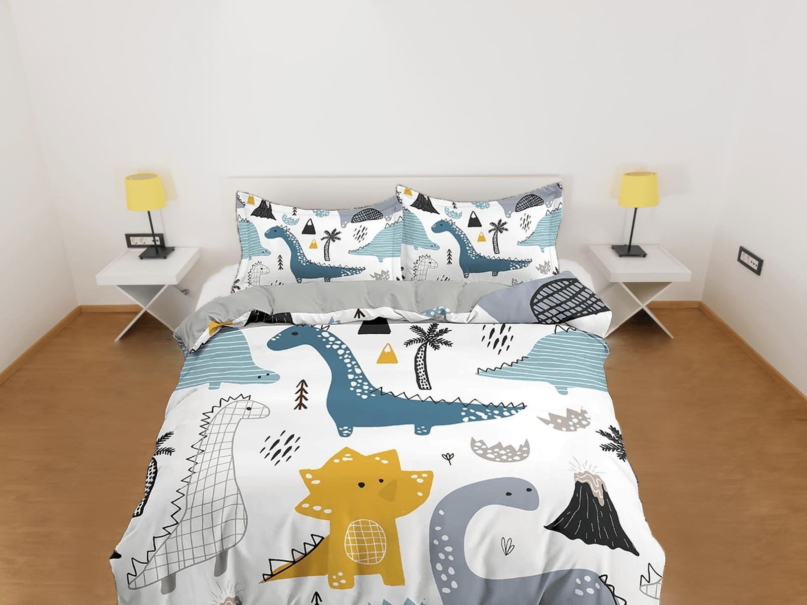 Baby Dinosaurs Toddler Bedding, Unique Duvet Cover for Nursery Kids, Crib Bedding, Colorful Zipper Bedding, King Queen Ful…