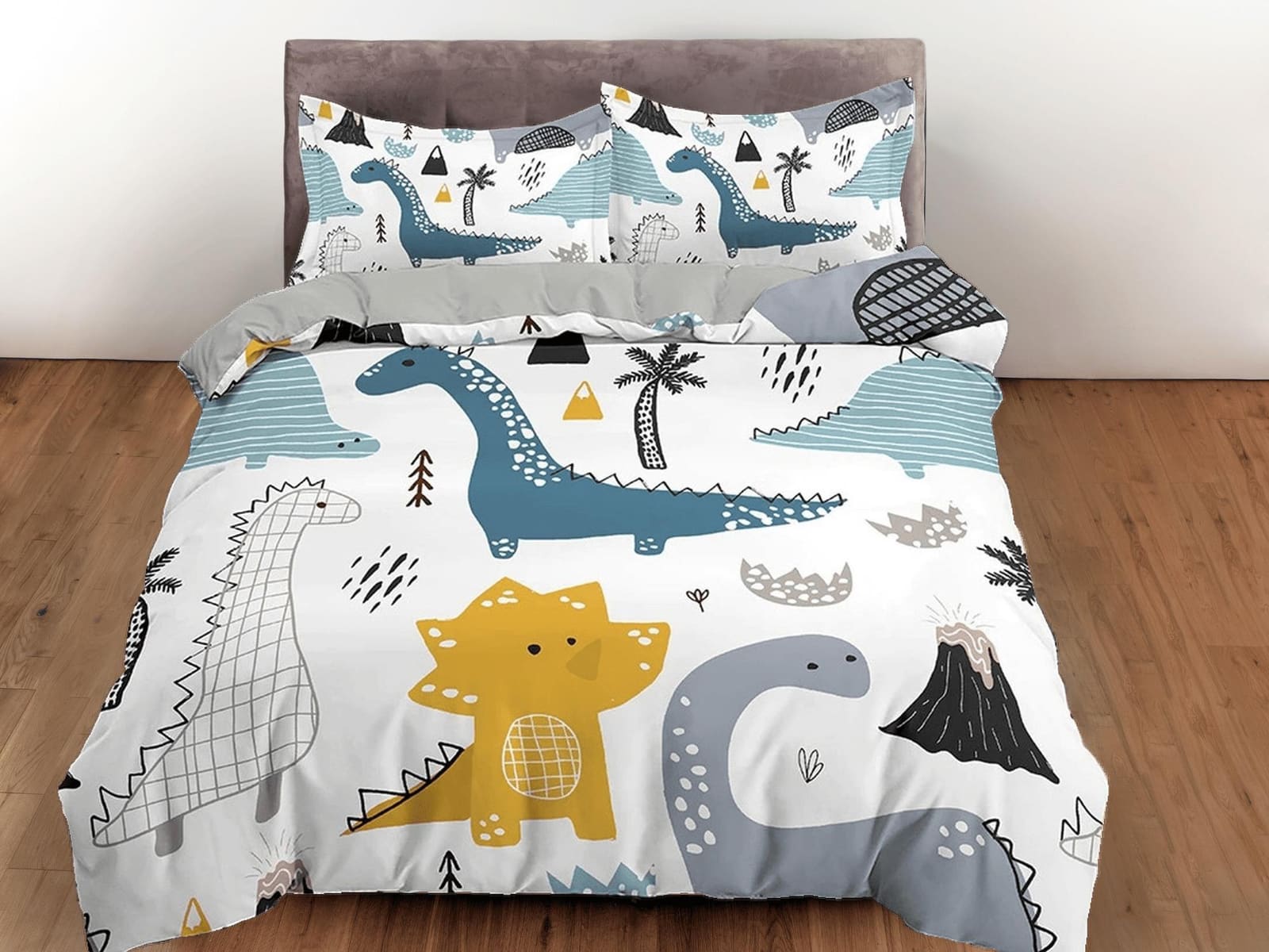 Baby Dinosaurs Toddler Bedding, Unique Duvet Cover for Nursery Kids, Crib Bedding, Colorful Zipper Bedding, King Queen Ful…