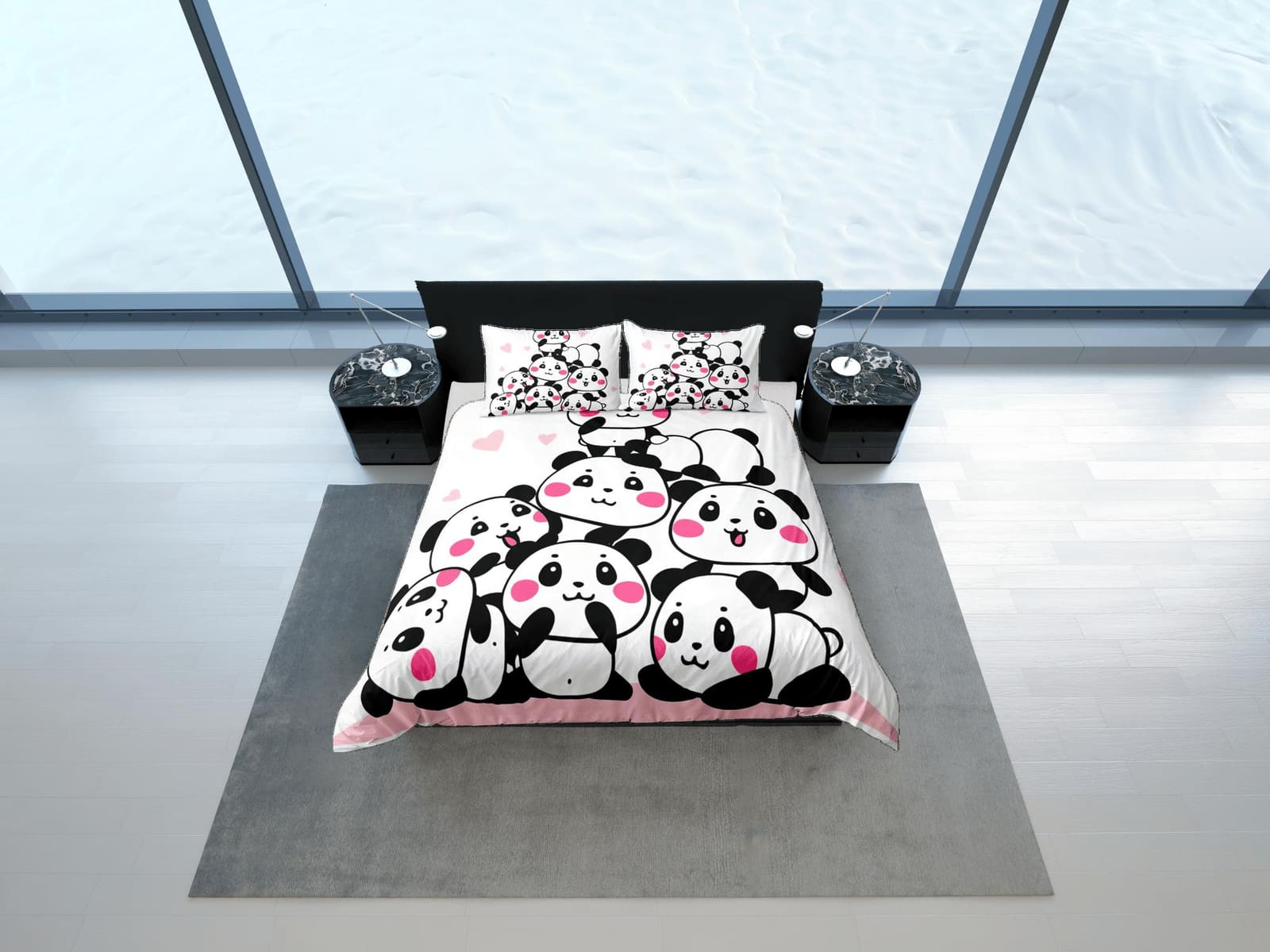 Baby panda club duvet cover for kids, bedding set full, king, queen, dorm bedding, toddler bedding, aesthetic bedspread, p…