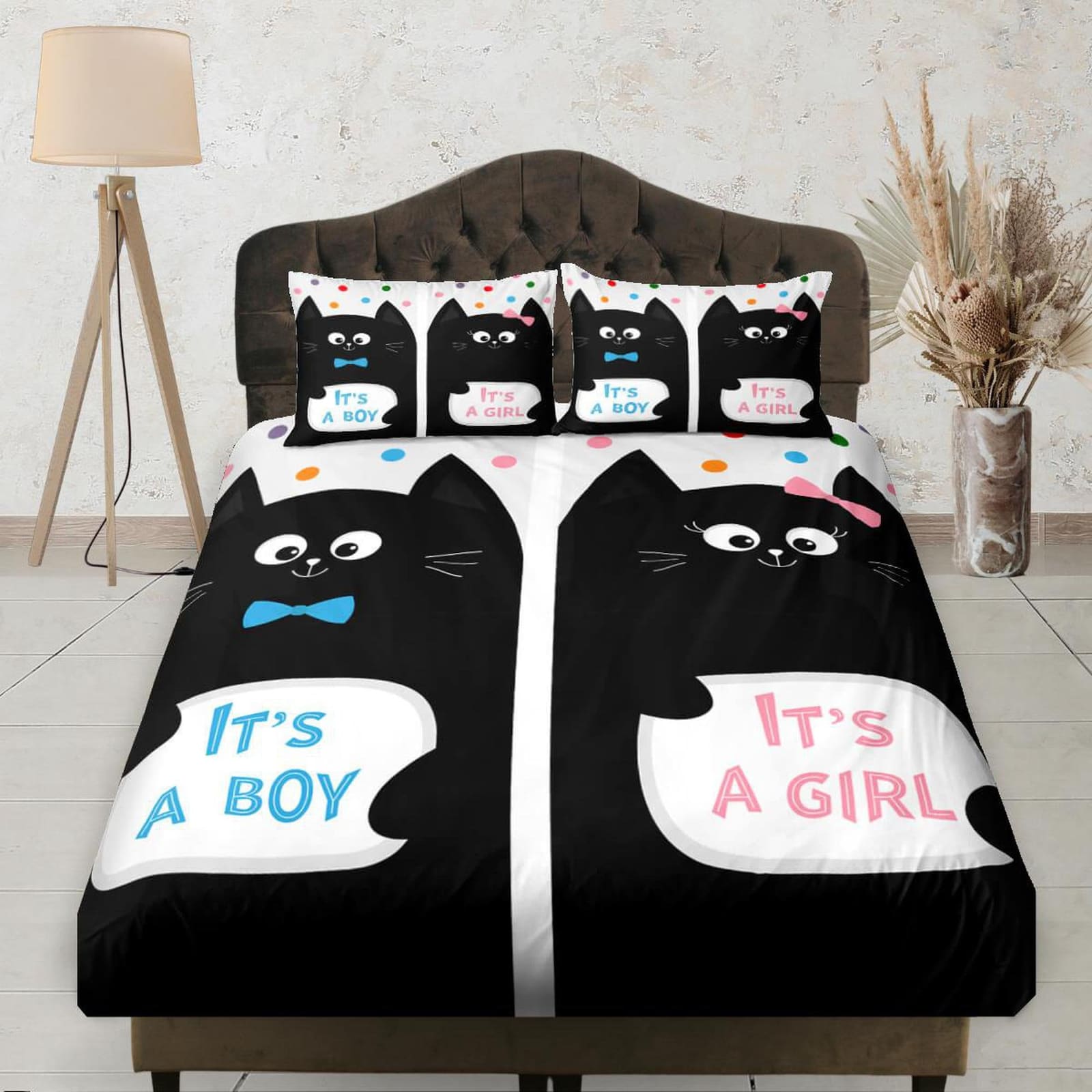 Baby Shower Cute Black Cats Fitted Sheet Deep Pocket, Aesthetic Bedding Set Full, Elastic Bedsheet, Dorm Bedding, Crib She…