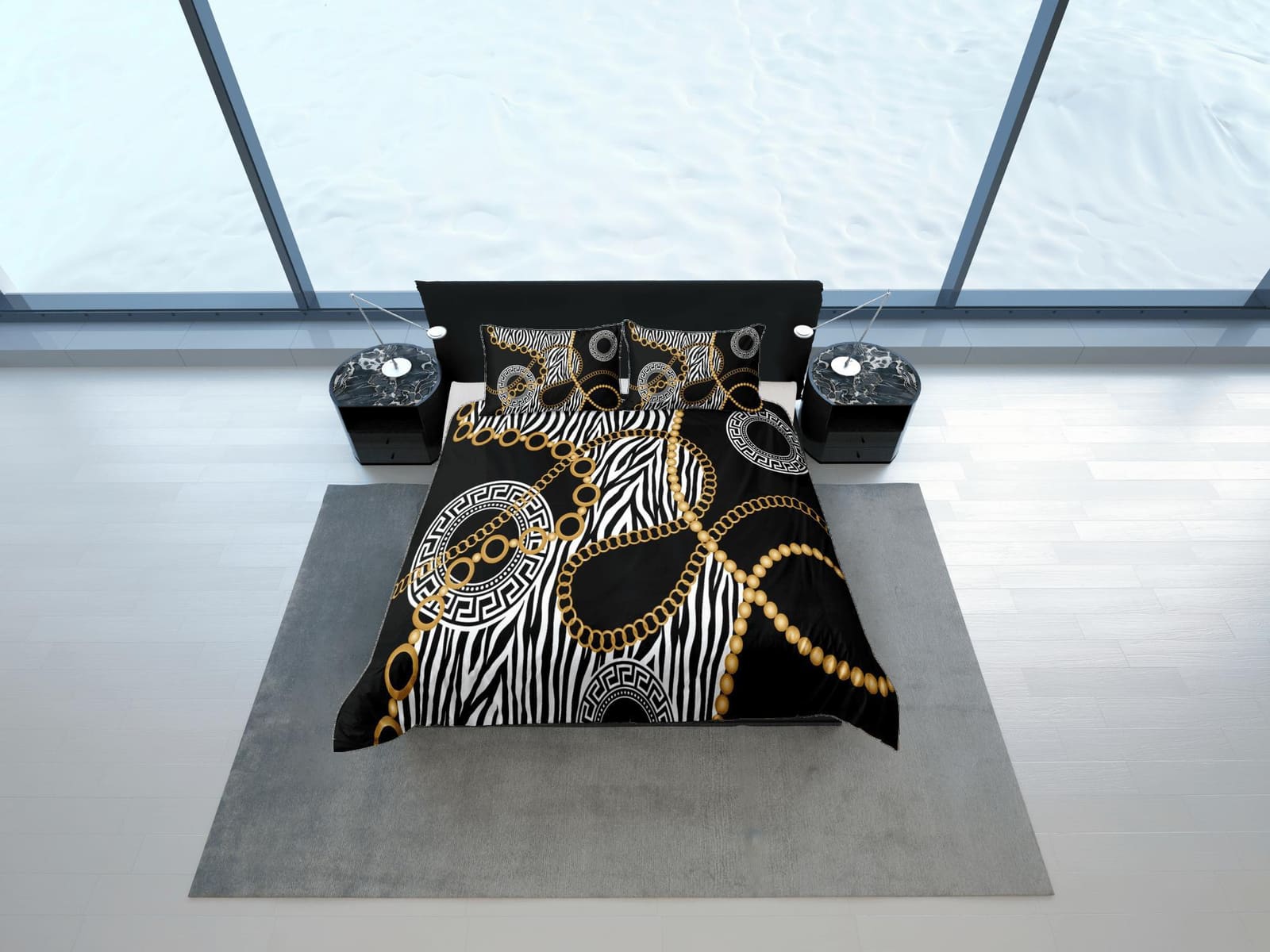 Baroque Black Luxury Duvet Cover Set Aesthetic Bedding Set Full Victorian Decor